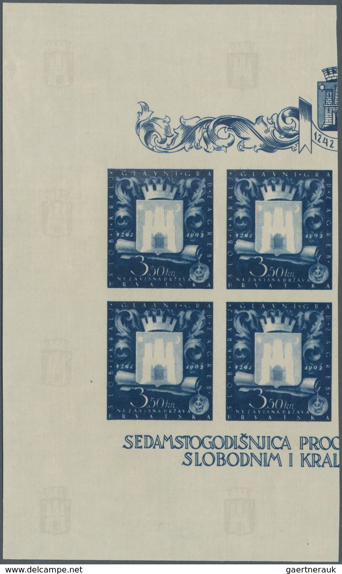 Kroatien: 1943 (23 Mar). Seventh Centenary Of Foundation Of Zagreb. Variety: 3,50K (+6,50K) Deep Ult - Croatia