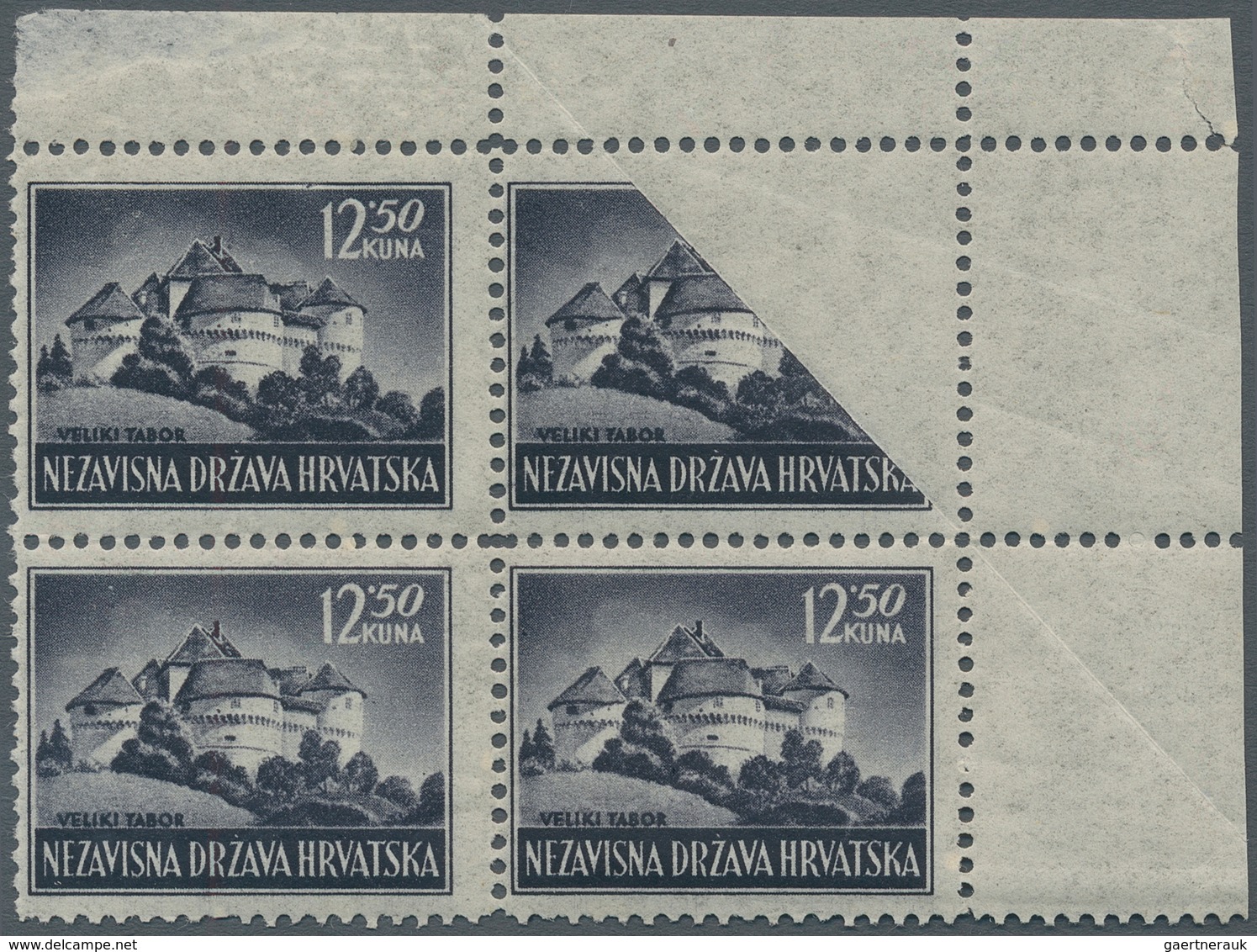 Kroatien: 1944 (14 April). Additional Pictorials (Castle At Veliki Tabor). 12K50 Black, Perf L11¼. S - Croatia