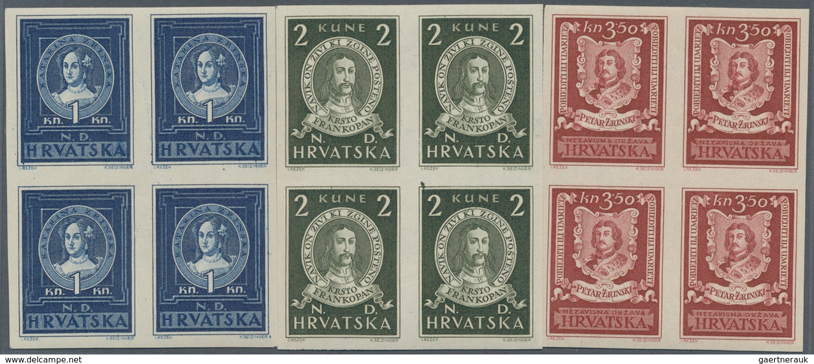 Kroatien: 1943 (7 June). Famous Croats (Katarina Zrinska, Krsto Frankopan And Petar Zrinski).  1K Da - Kroatië