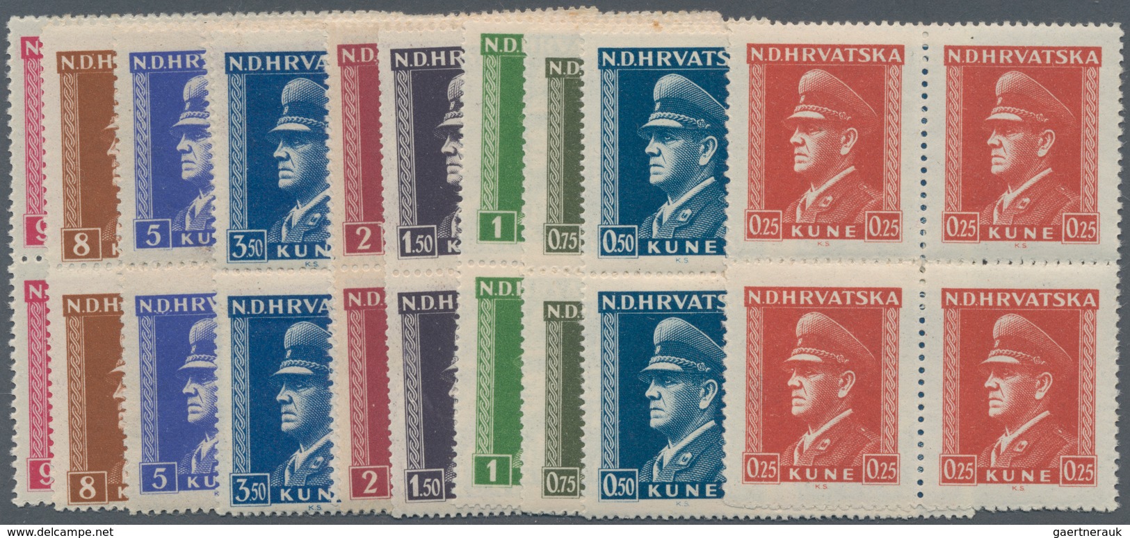 Kroatien: 1943-44, Dr. Ante Pavelic. State President Definitives. Set Of Twenty, Various Perfs, With - Croatia