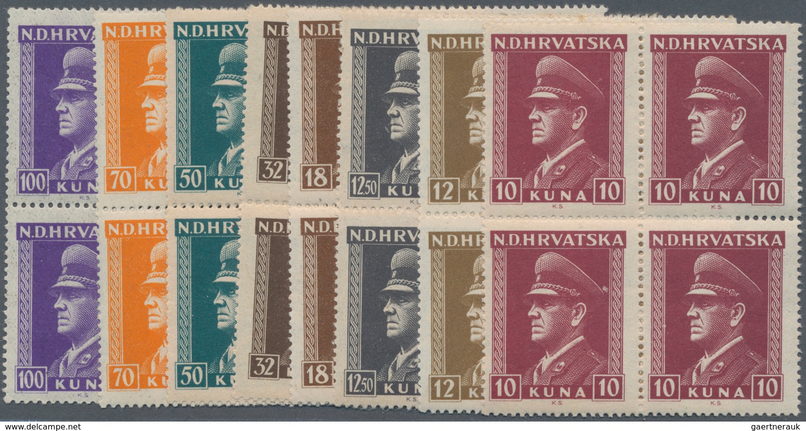 Kroatien: 1943-44, Dr. Ante Pavelic. State President Definitives. Set Of Twenty, Various Perfs, With - Croatia