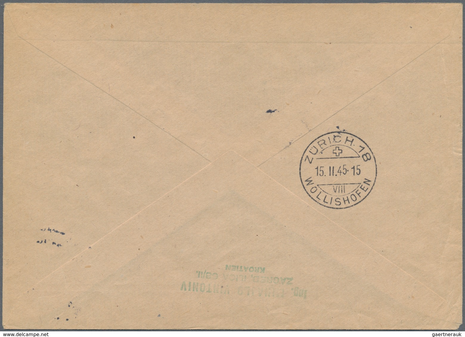 Kroatien: 1945. Registered Airmail Letter To Switzerland Correctly Franked With 18 Kn, Composed Of 1 - Croatia