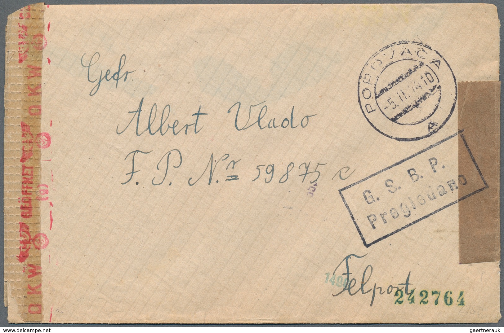 Kroatien: 1944. Stampless Letter To A Croation Soldier Serving At Wehrmacht F.P.Nr. 59875c, Written - Croatia