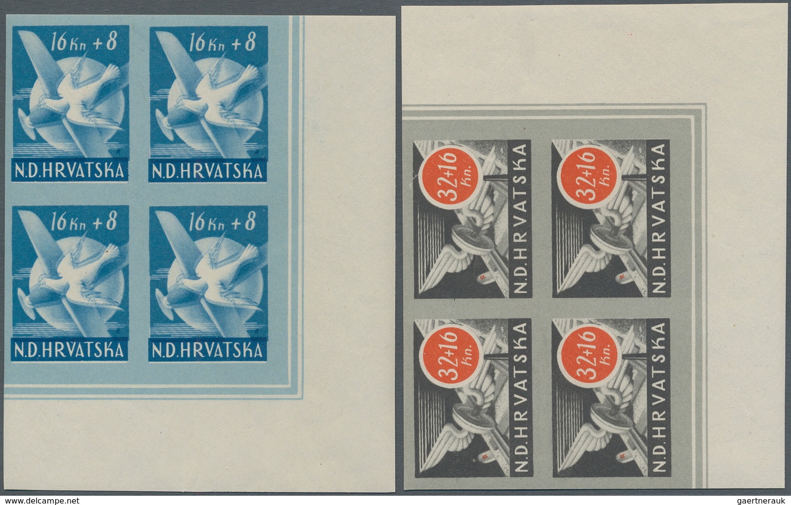 Kroatien: 1944. Postal And Railway Employees Fund. Set Of Four, IMPERFORATED, All In Matched, Mint N - Croatia