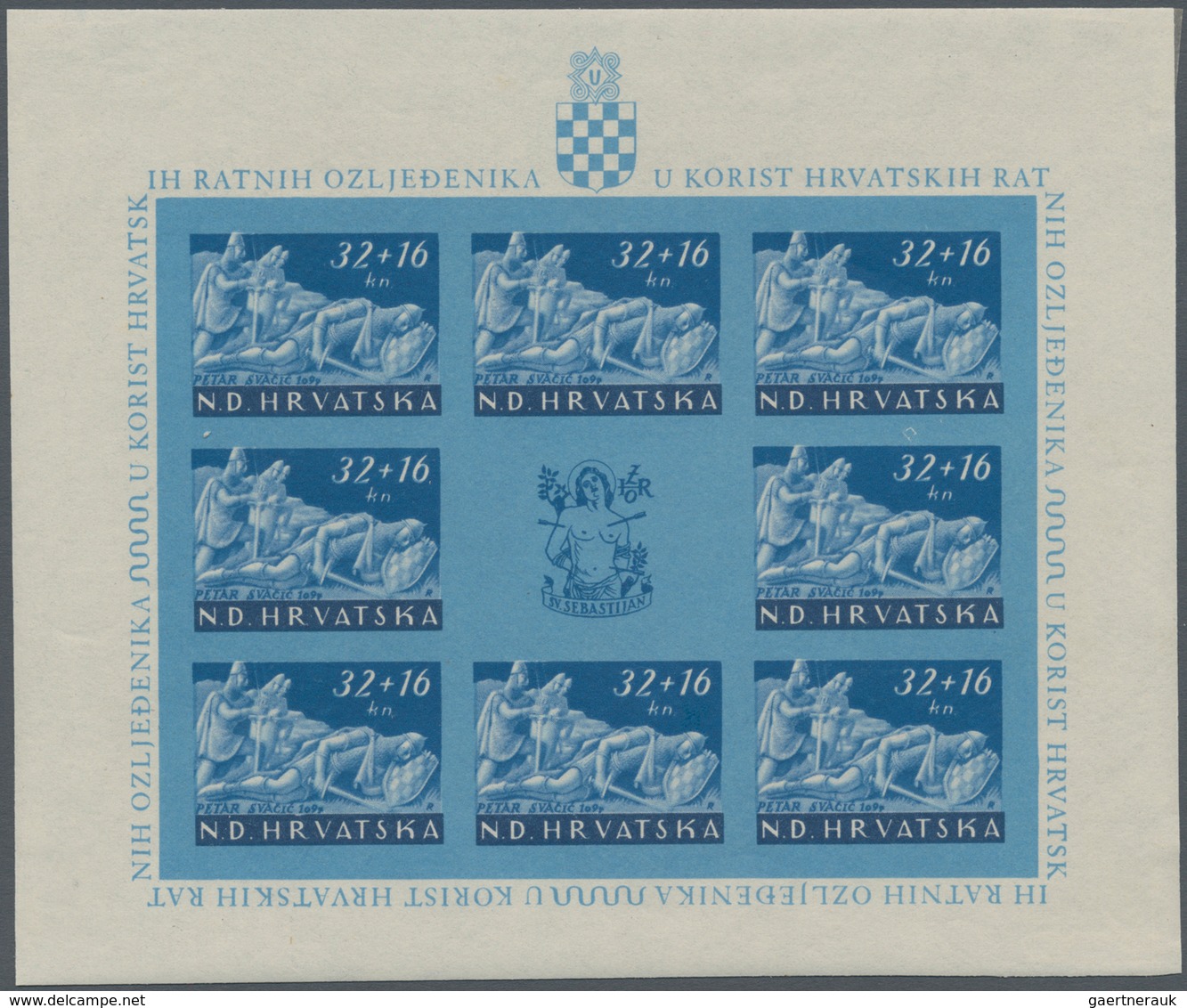Kroatien: 1944. War Victims Relief Fund. Complete Set Of Four Suberp Mint Mini Sheets Of Eight Stamp - Croatia