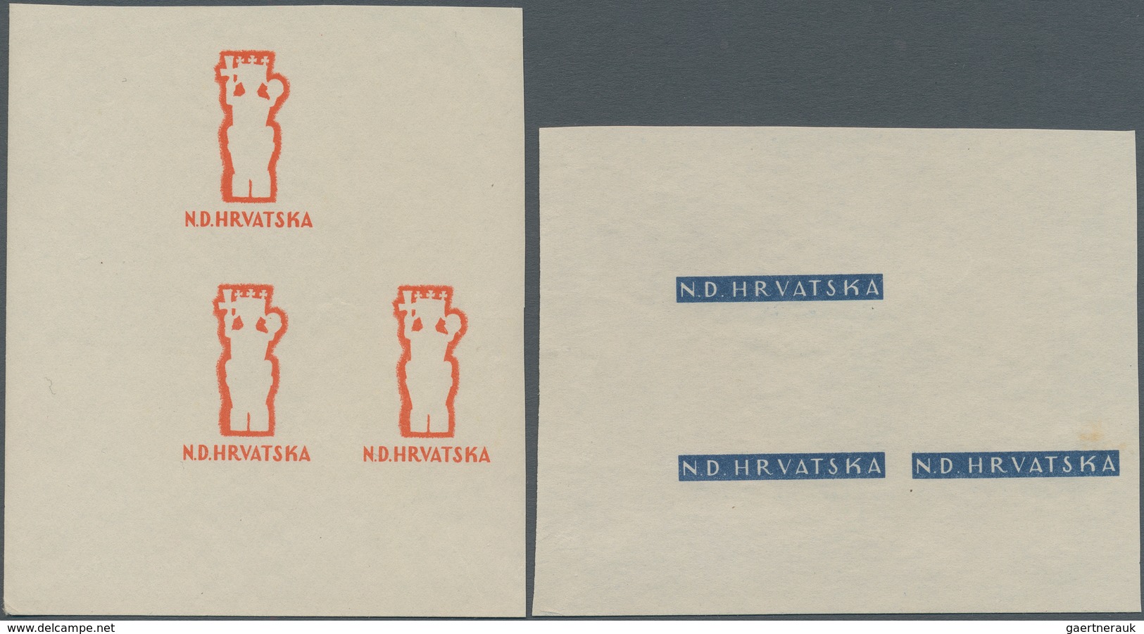 Kroatien: 1944. War Invalids Relief Fund. PHASE PRINTS/COLOUR PROOFS. Two Complete Sets In Matched B - Croatia