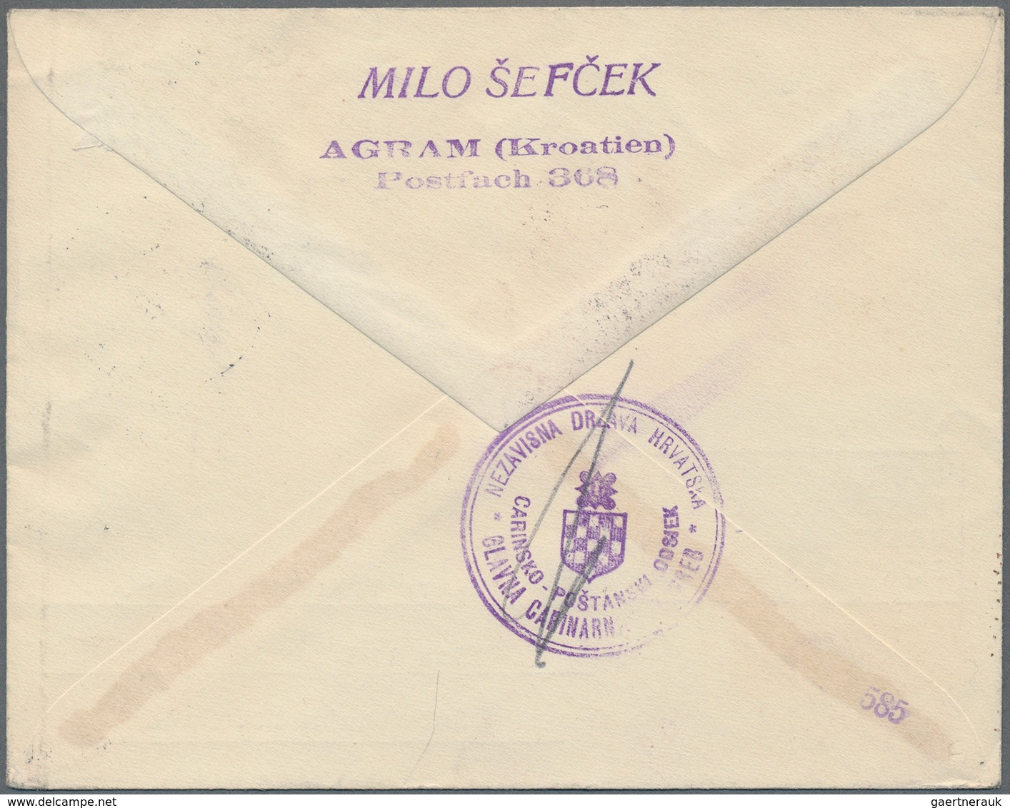 Kroatien: 1944. Registered Airmail Letter To A Swedisch Stamp Dealer (the Envelope Used Was Supplied - Croatia