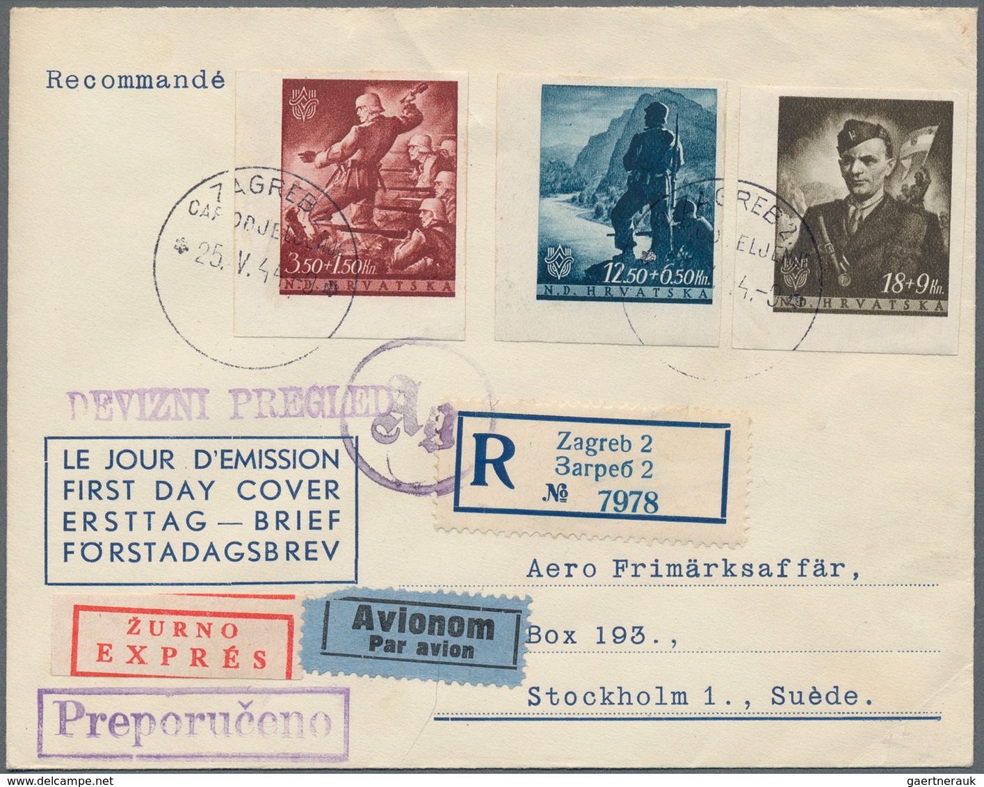 Kroatien: 1944. Registered Airmail Letter To A Swedisch Stamp Dealer - The Envelope Used Was Supplie - Croatia