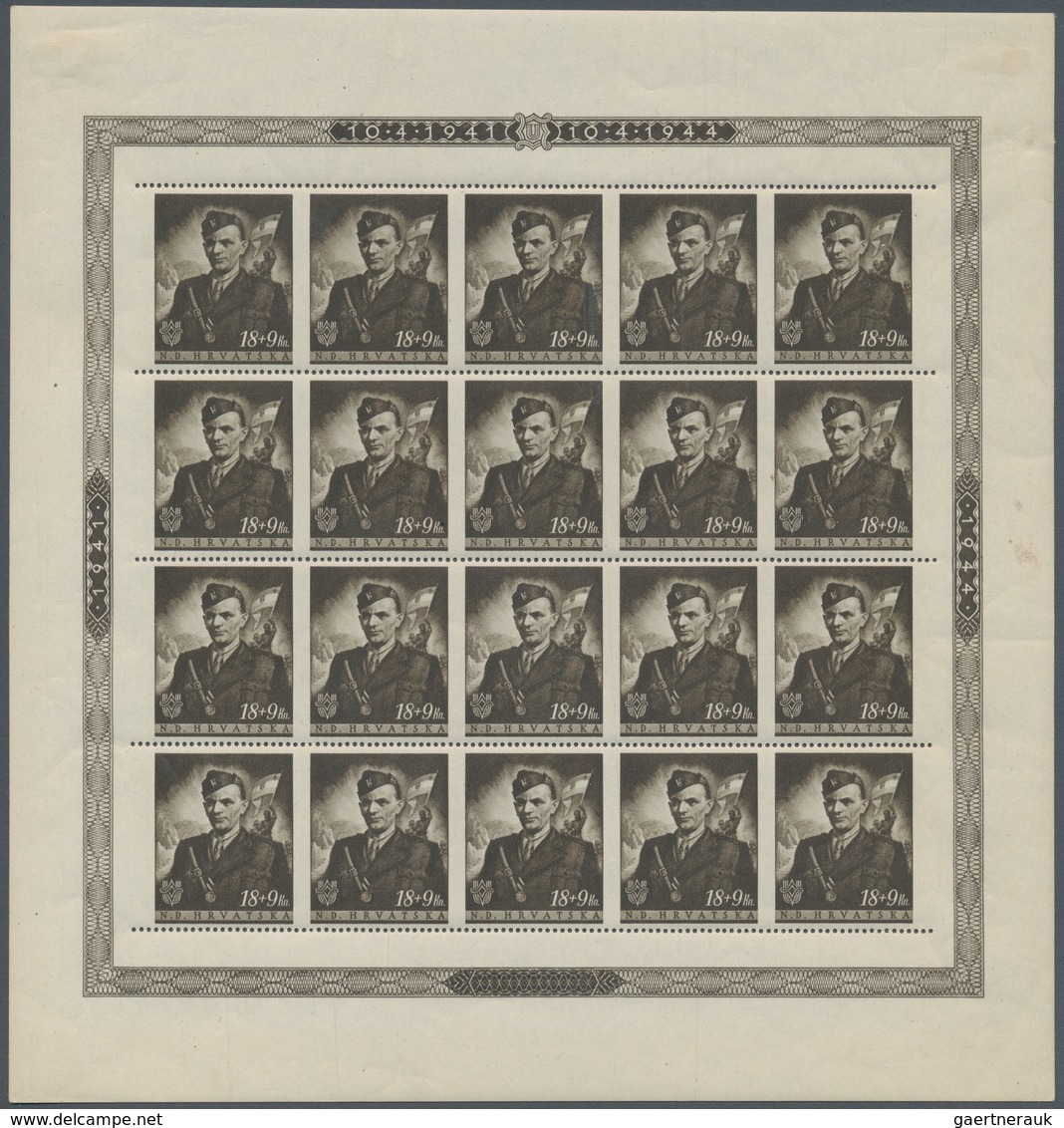 Kroatien: 1944. Croat Youth Fund (Sentries On The River Drina). 18 K + 9 K, Sepia, Imperforated, Thr - Croatia