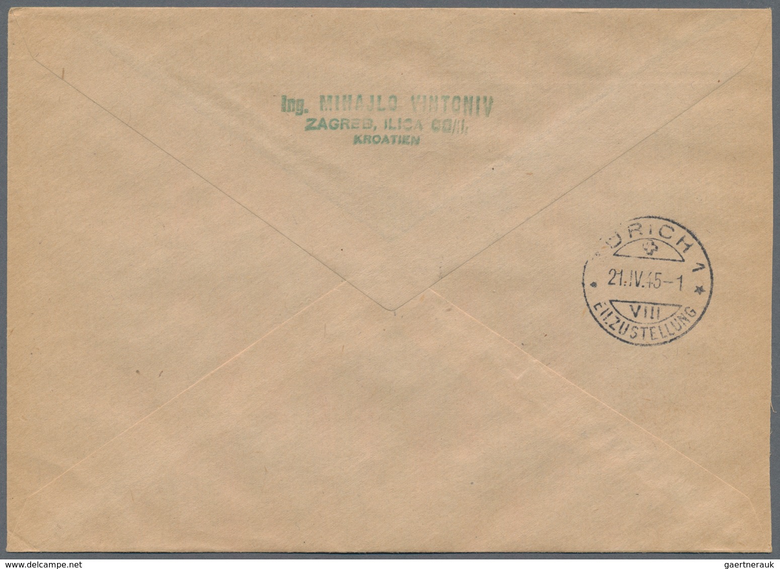 Kroatien: 1945. Registered, Express Letter To Switzerland Bearing SINGLE FRANKING Of 50 K Bluish-gre - Croatia