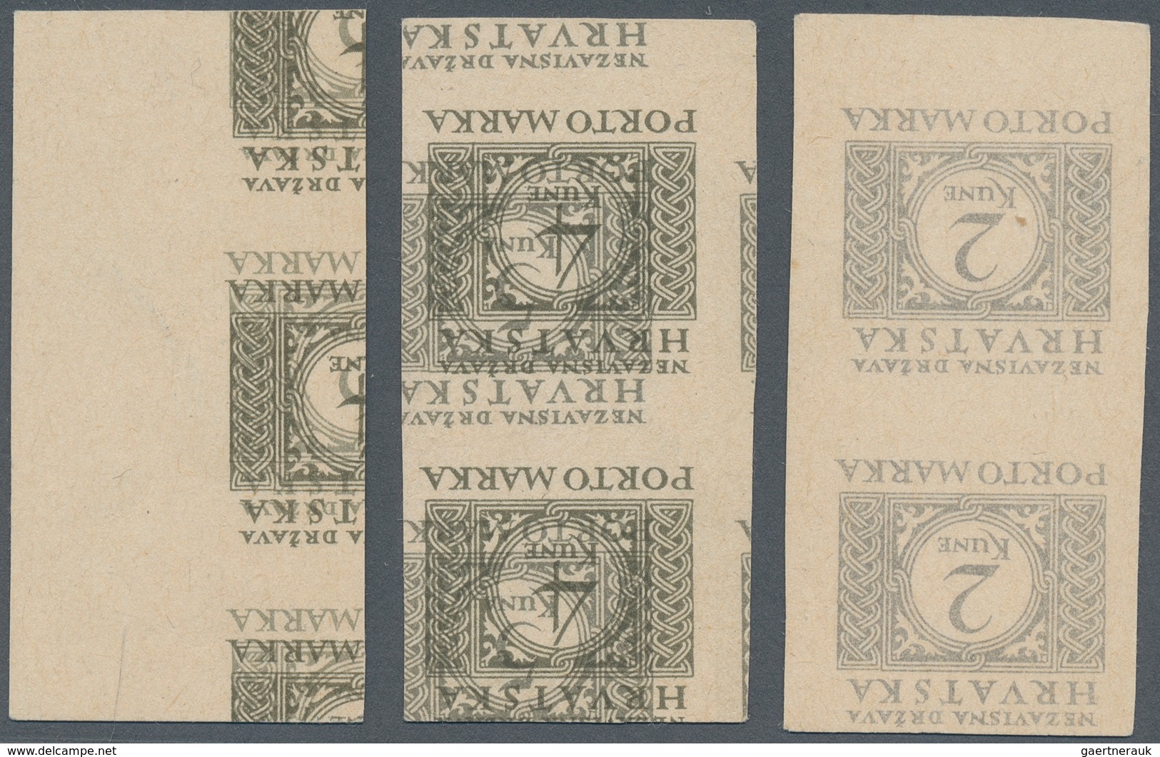 Kroatien - Portomarken: 1942 - 1943. Postage Due. Proofs. 2 K Black And Pale Grey, 5 K Olive Brown ( - Kroatien