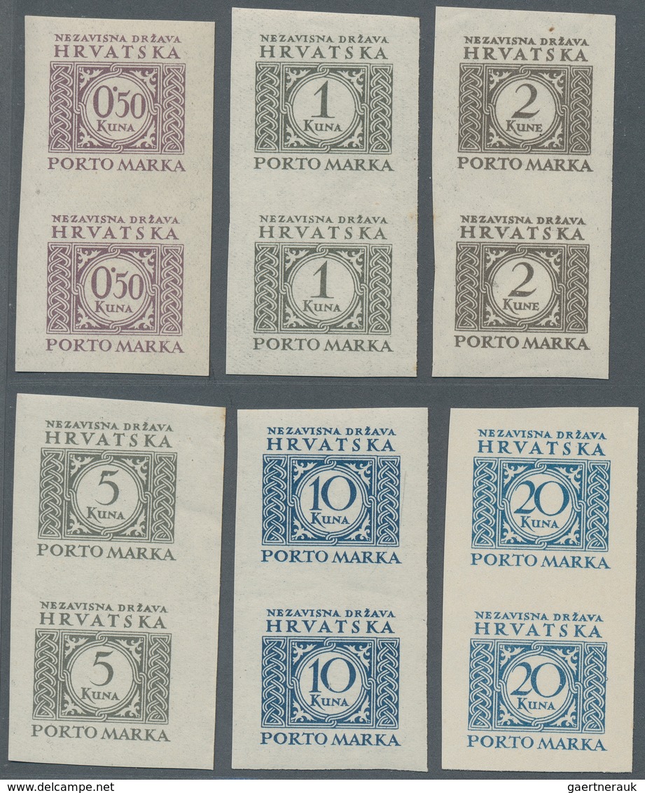 Kroatien - Portomarken: 1942. Postage Due. Set Of Six, Imperforated, In Mint Nver Hinged Vertical Pa - Croatia