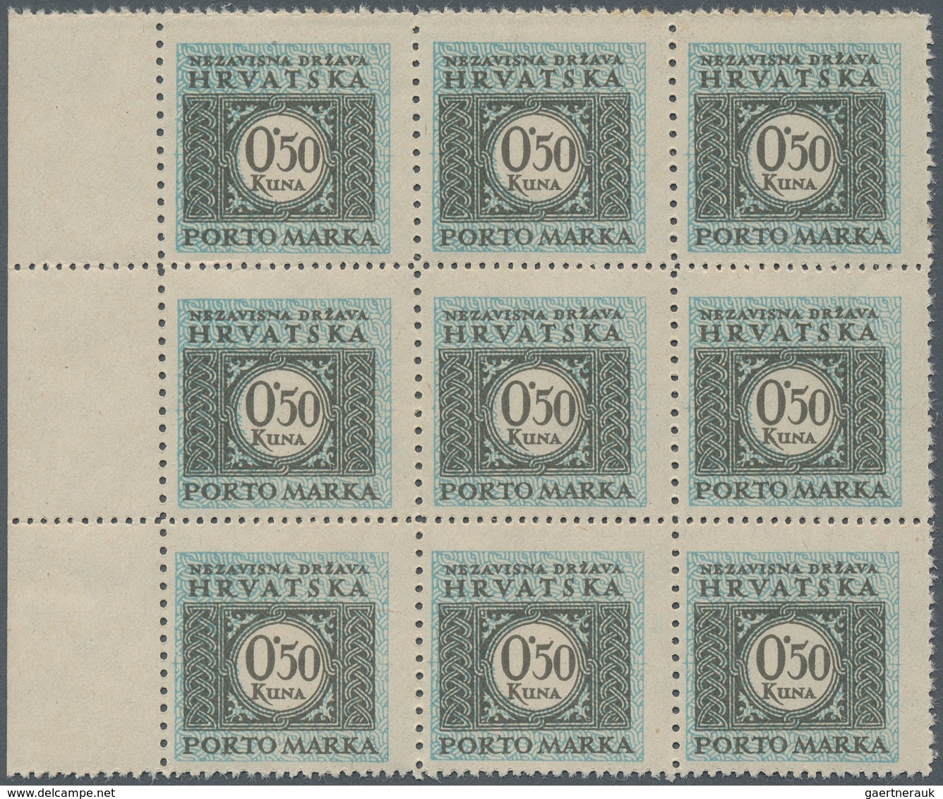 Kroatien - Portomarken: 1943. Postage Due. 0,5 K Grey-brown And Light Blue. Perforated L 12 X 10. Mi - Croatia