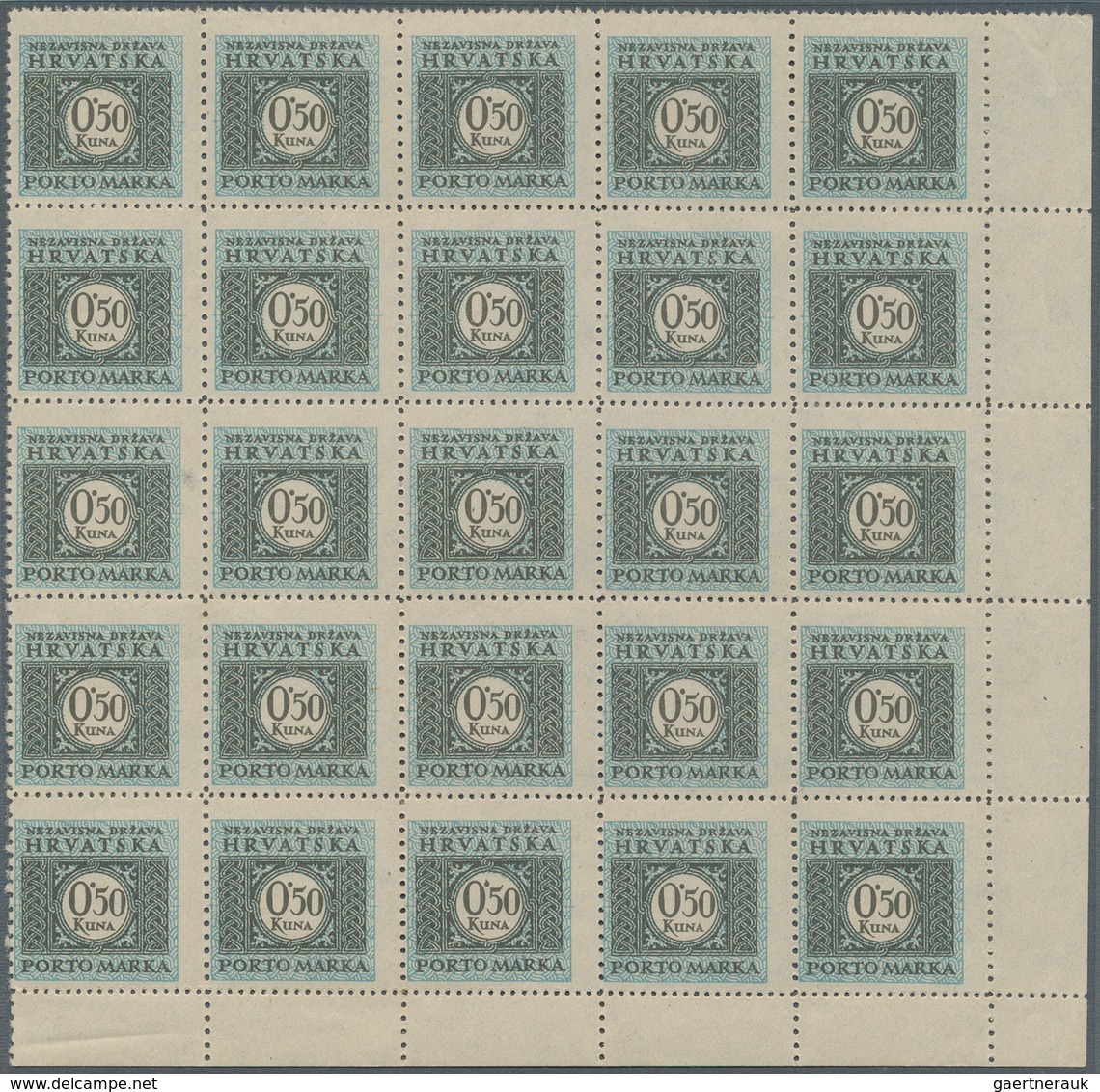 Kroatien - Portomarken: 1943 (April). POSTAGE DUE. Perforation Variety. 0,50K Grey-brown And Light B - Kroatië