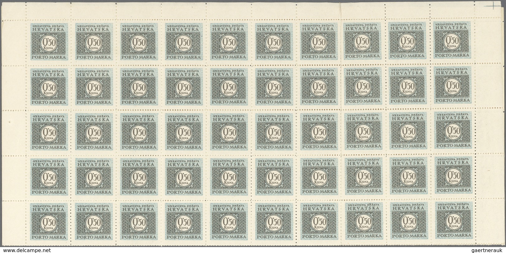 Kroatien - Portomarken: 1943 (April). Postage Due. Perforation Variety: 0.50K Grey-brown And Light B - Kroatië