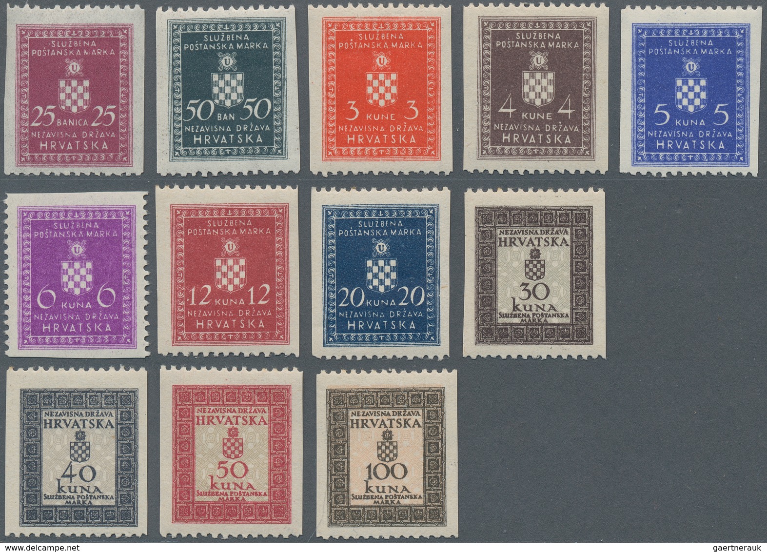 Kroatien - Dienstmarken: 1942/1944. Officials. Slection Of 12 Values, Eleven Of Them Only Perforated - Croatia