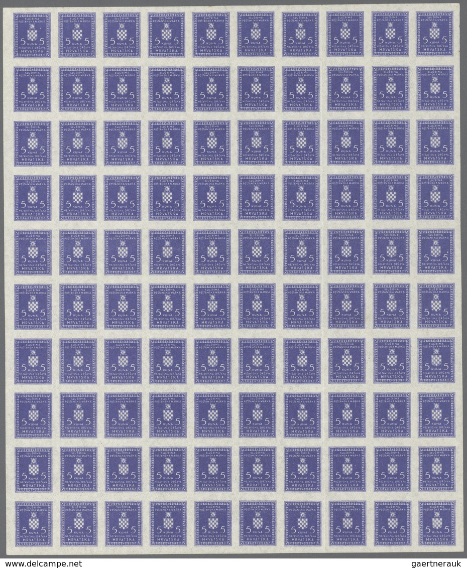 Kroatien - Dienstmarken: 1942. Officials. VARIETY. 5 K Ultramarine, IMPERFORATED, UNRECORDED PELURE - Kroatië