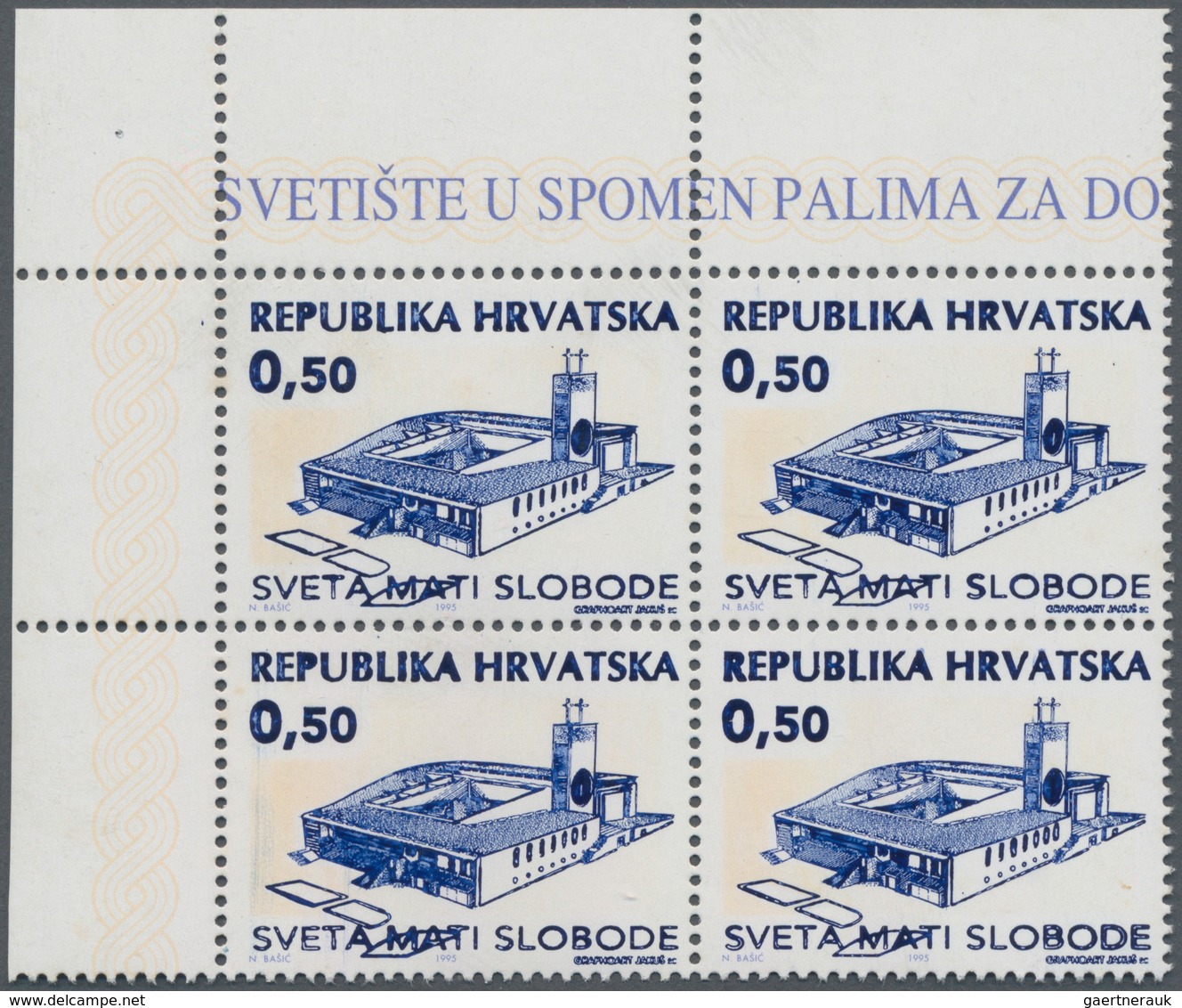 Kroatien - Zwangszuschlagsmarken: 1995. Holy Mother Of Freedom. ESSAY. 0,50 Blue And Black, Perf. 14 - Croatia