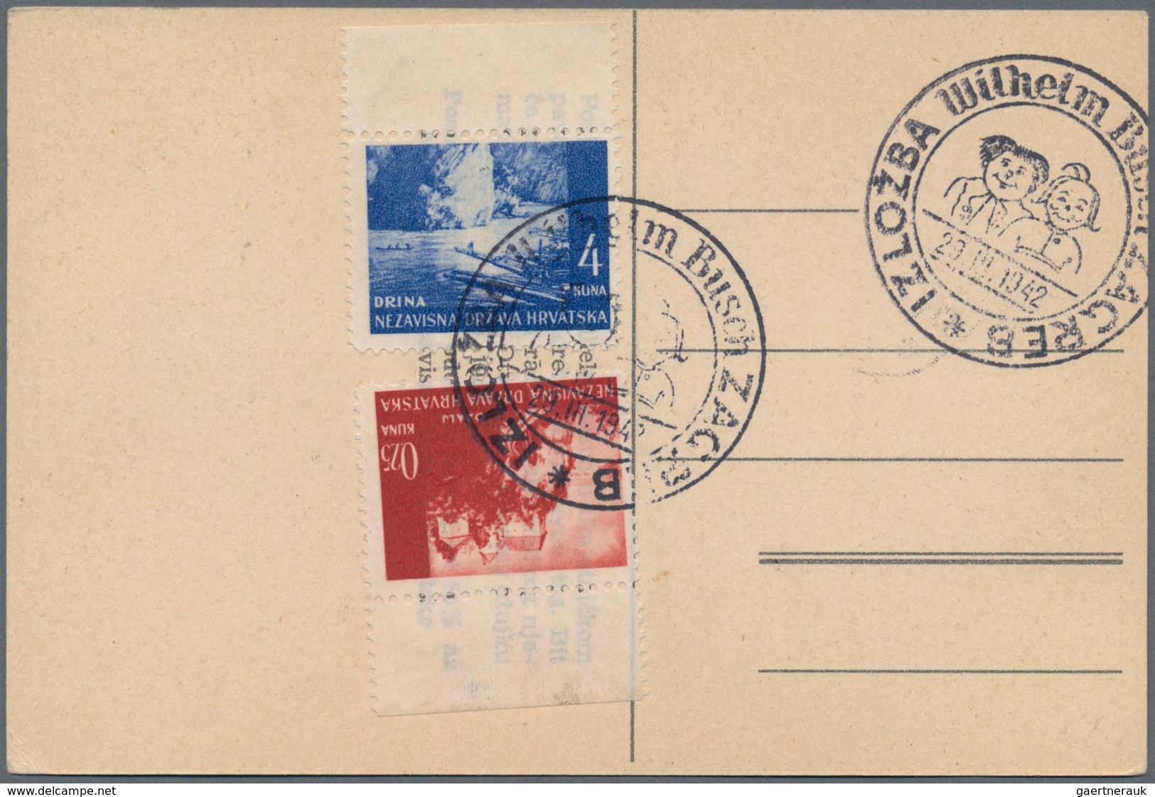 Kroatien - Stempel: 1942. "Wilhelm Busch Exhibition Zagreb". Colourful Post Card Depicting "Max And - Croacia