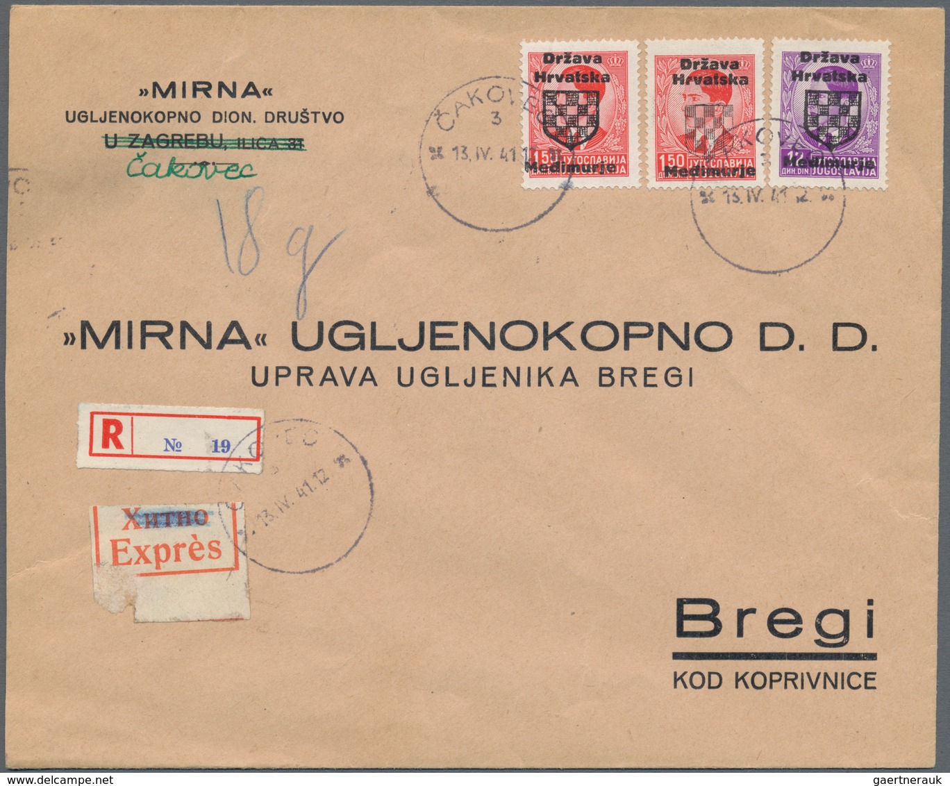 Kroatien - Besonderheiten: 1941, Medimurje Local Overprint, 1.50din. Red Two Values With Ovp. Type I - Croatia