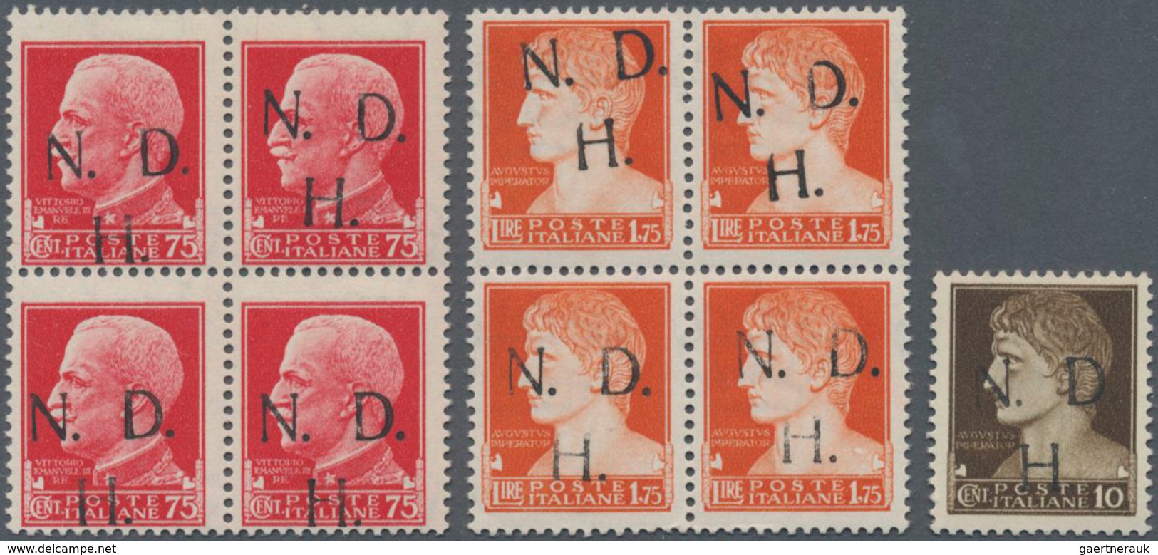 Kroatien - Besonderheiten: 1944, Primosten Local Overprint, 75c. Red "Vittorio Emanuele" Block Of Fo - Kroatië