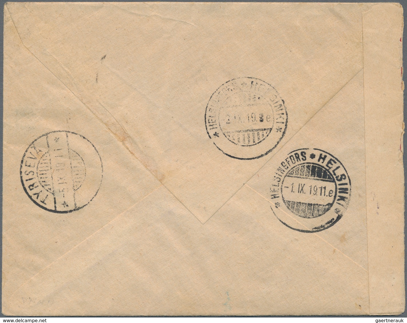 Lettland: 1919, Registered Letter From "RIGA 27.8.19" Franked With 10 K. In Imperforated Block Of Te - Letland