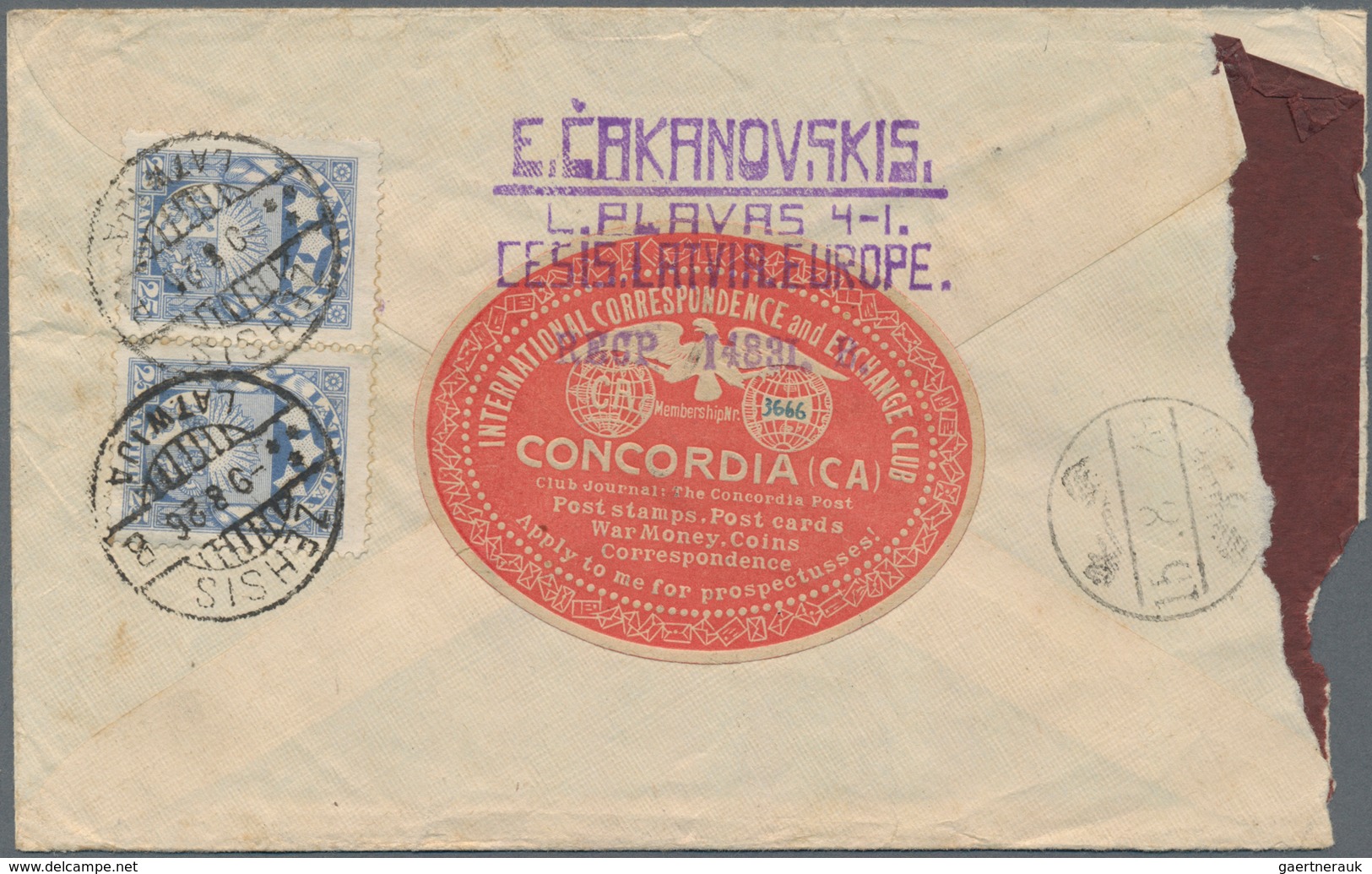 Lettland: 1924/26, Two Covers To Kinsen/Korea From Latvia Resp. Lithuania: Registered From "ZEHSIS 9 - Letonia