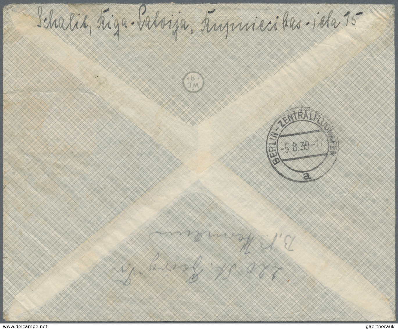 Lettland: 1939. Flimsy Airmail Envelope Endorsed "By Airmail" To An Address In PERTH, Australia, Fra - Letland