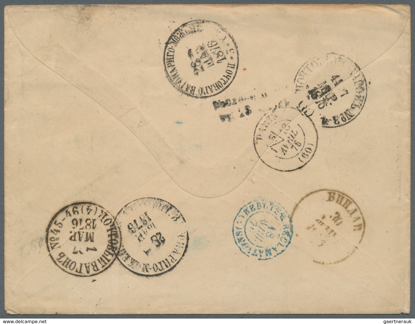 Lettland - Besonderheiten: 1876, Ventspils, Incoming Mail From France, Cover Bearing Two Copies 15c. - Letland