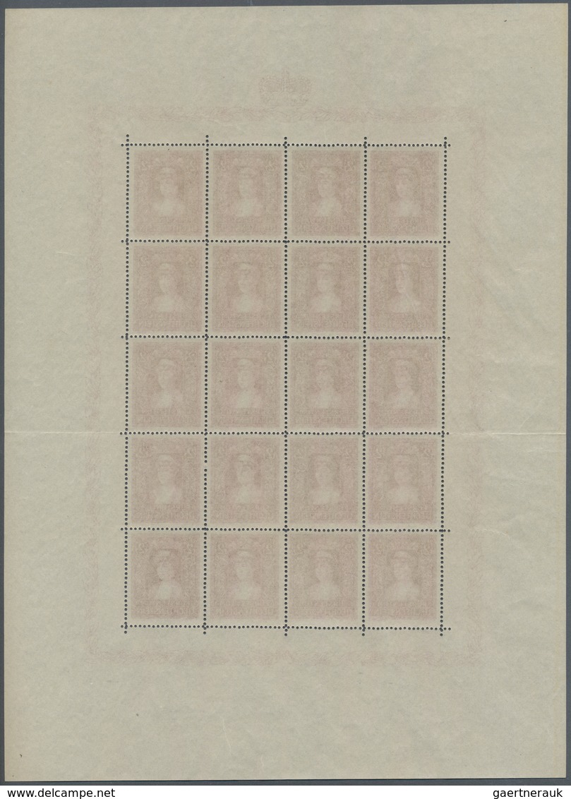 Liechtenstein: 1933, ORIGINALBOGEN, Fürsten Elsa Im Dekorativen 20er-Bogen. Eine Faltspur, Sonst Per - Andere & Zonder Classificatie