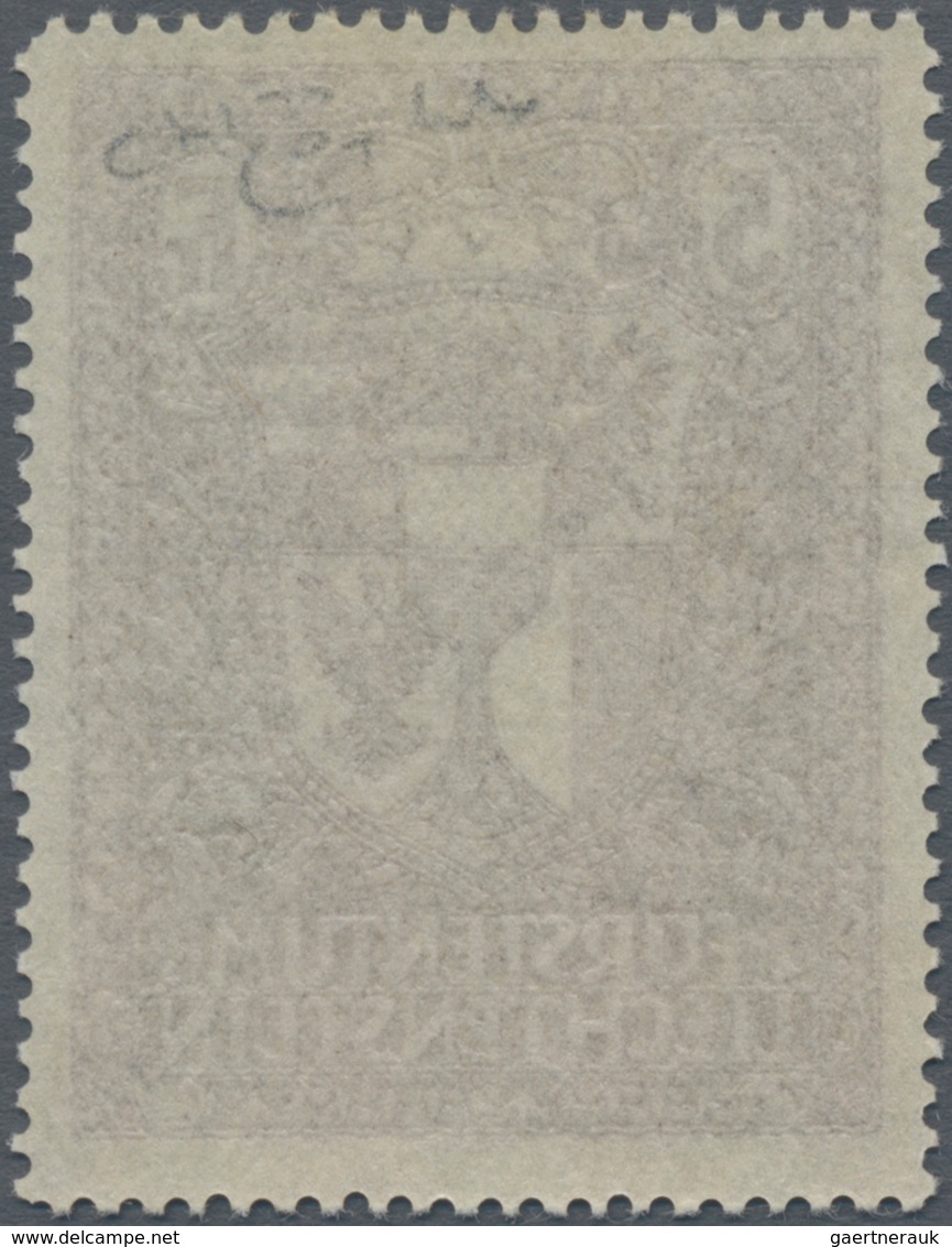 Liechtenstein: 1935, Freimarke 5 Fr. Rotviolett, Postfrisch, Signiert Raybaudi. Mi. 850,- €. - Andere & Zonder Classificatie