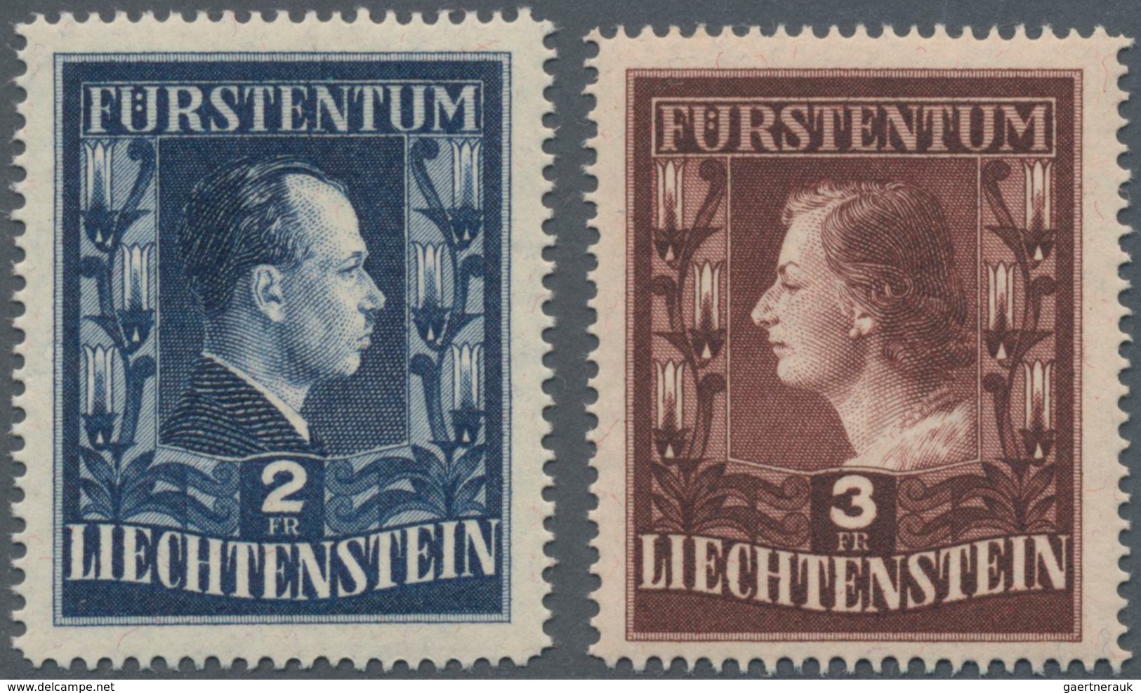 Liechtenstein: 1951, Freimarken Fürstenpaar 2 Fr. Und 3 Fr. In Zähnung L 14¾, Beide Werte Einheitlic - Other & Unclassified