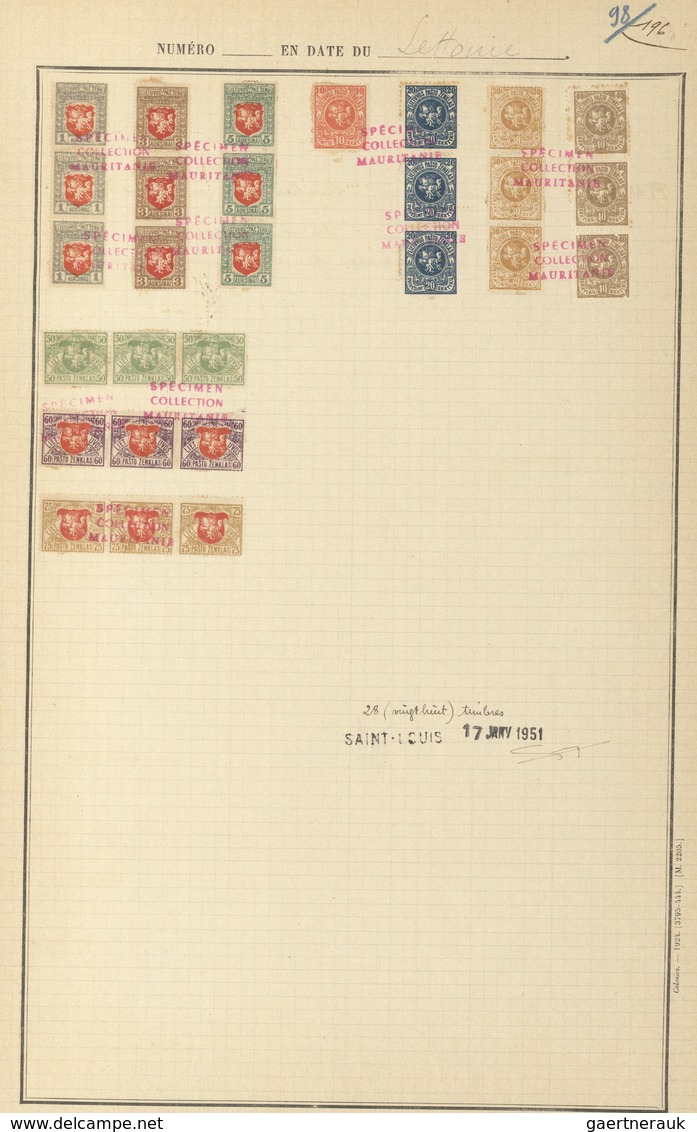 Litauen: 1919: Coat Of Arms. 9 Strips Of 3 (10 Sk = 1ex) On UPU Album Page, Red Overprint "specimen - Lithuania