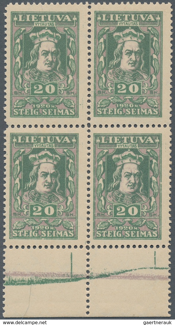 Litauen: 1920. National Assembly. SPECIAL PRINTING. 20s Green And Mauve Instead Of Green And Yellow - Litouwen