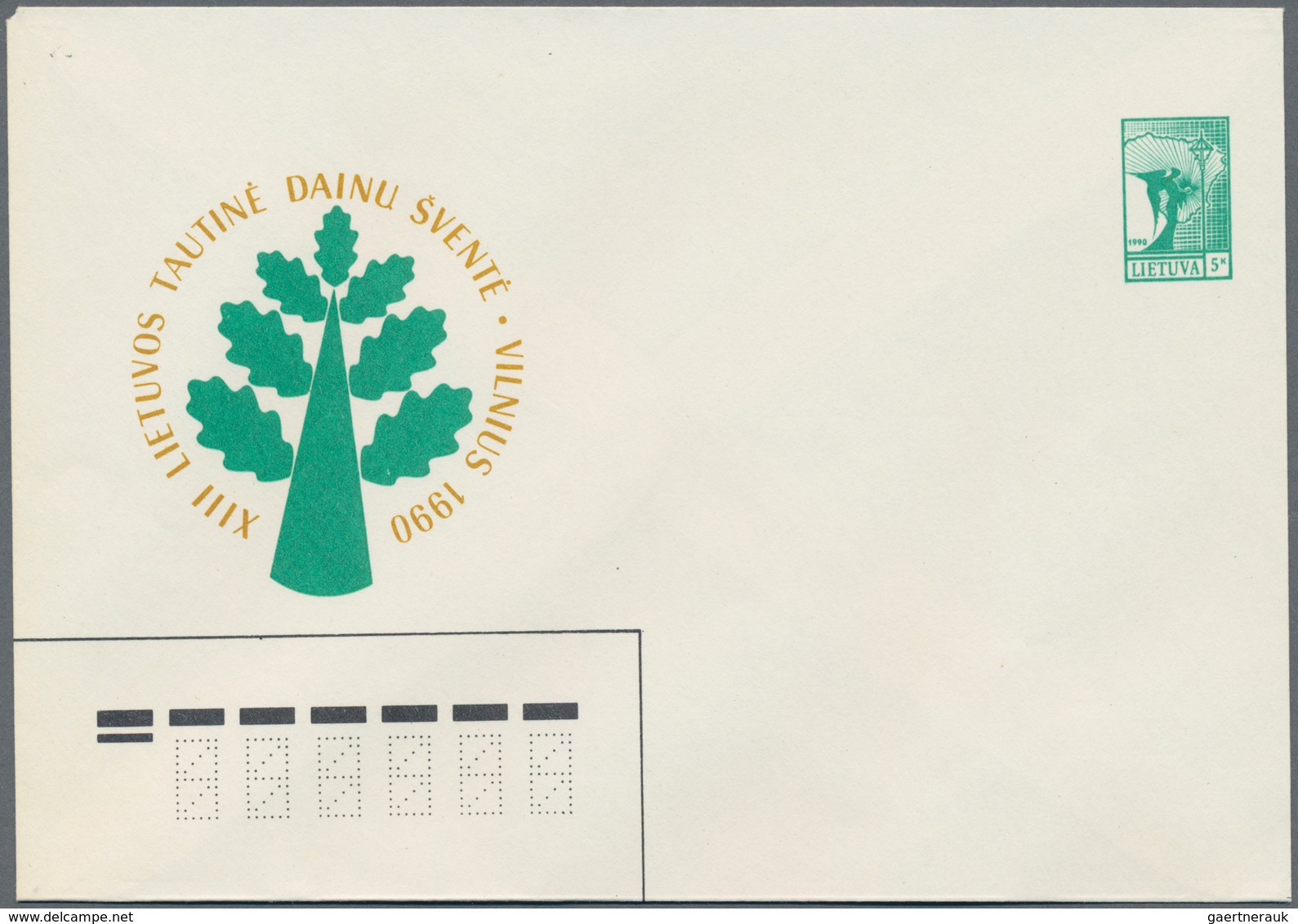 Litauen - Ganzsachen: 1990 Two Unused Postal Stationery Envelopes U 3 + U 3I, The Light Green Stampe - Lituania