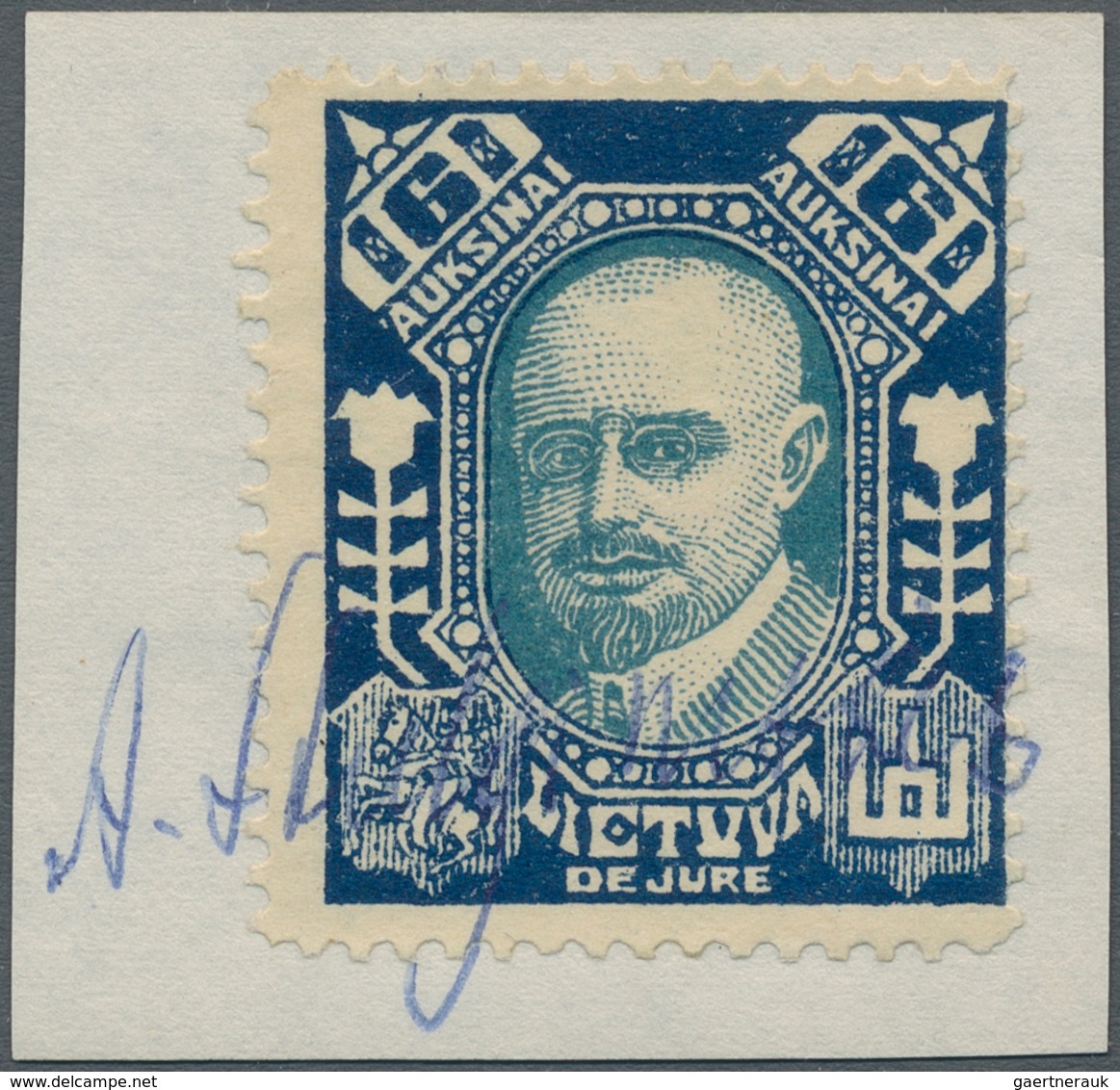 Litauen - Besonderheiten: 1922 'President Aleksandras Stulginski': Stamp 6a. Greenish Blue & Deep Bl - Litouwen