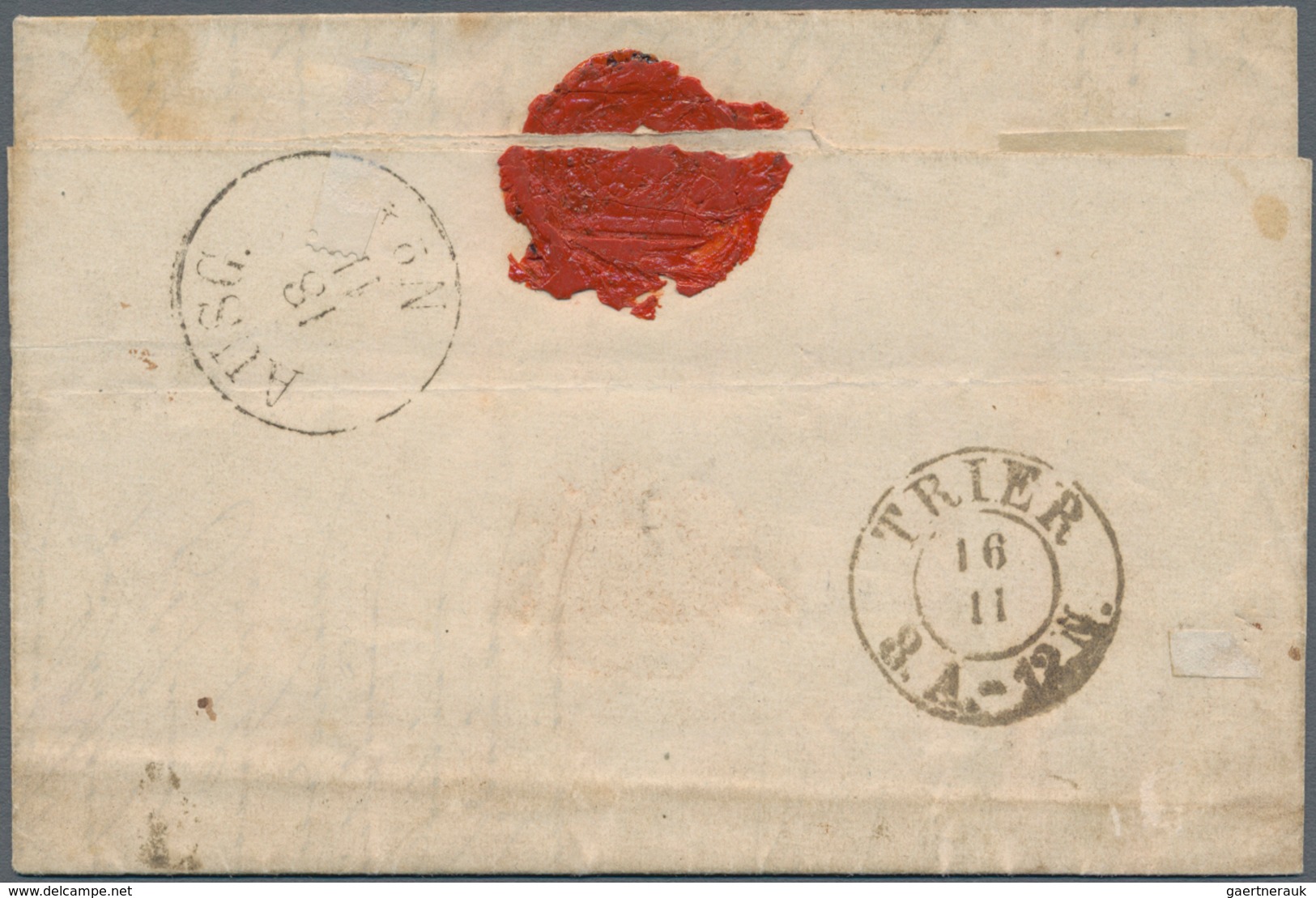 Luxemburg: 1859, 1 Sgr. Horizontal Strip Of Three With Stamps-margin On Left, Cancelled With Bar Pos - Otros & Sin Clasificación