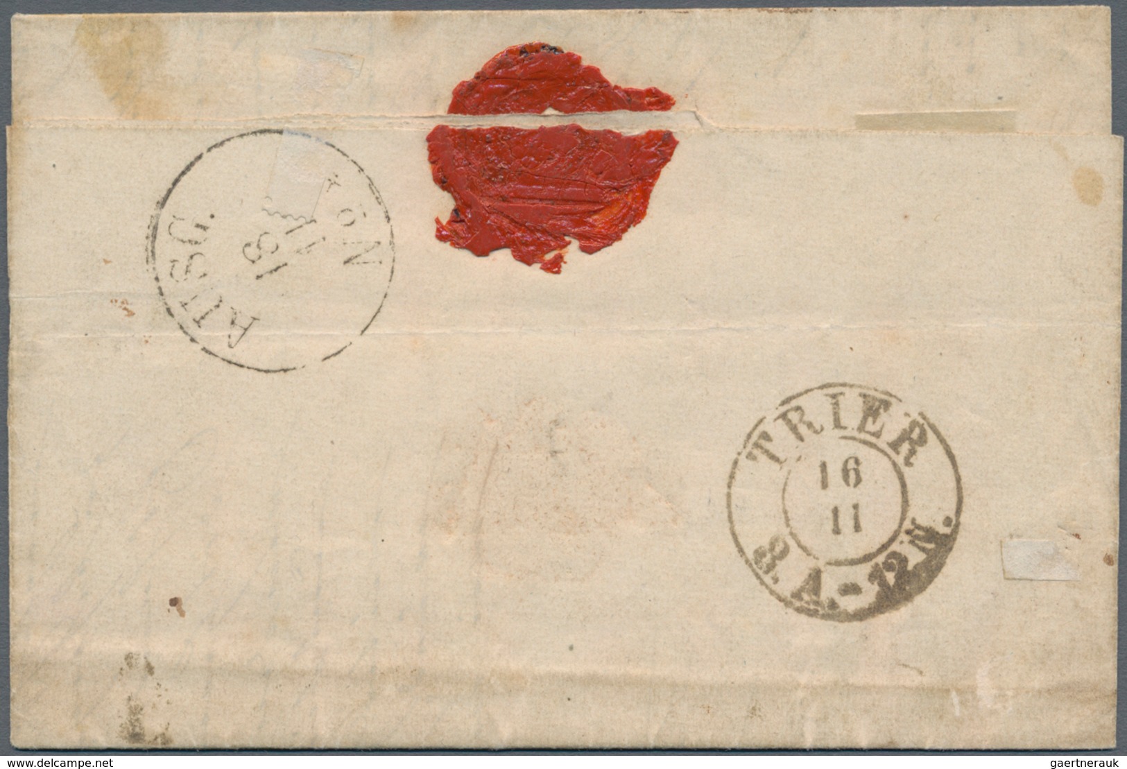Luxemburg: 1859, 1 Sgr. Horizontal Strip Of Three With Stamps-margin On Left, Cancelled With Bar Pos - Andere & Zonder Classificatie