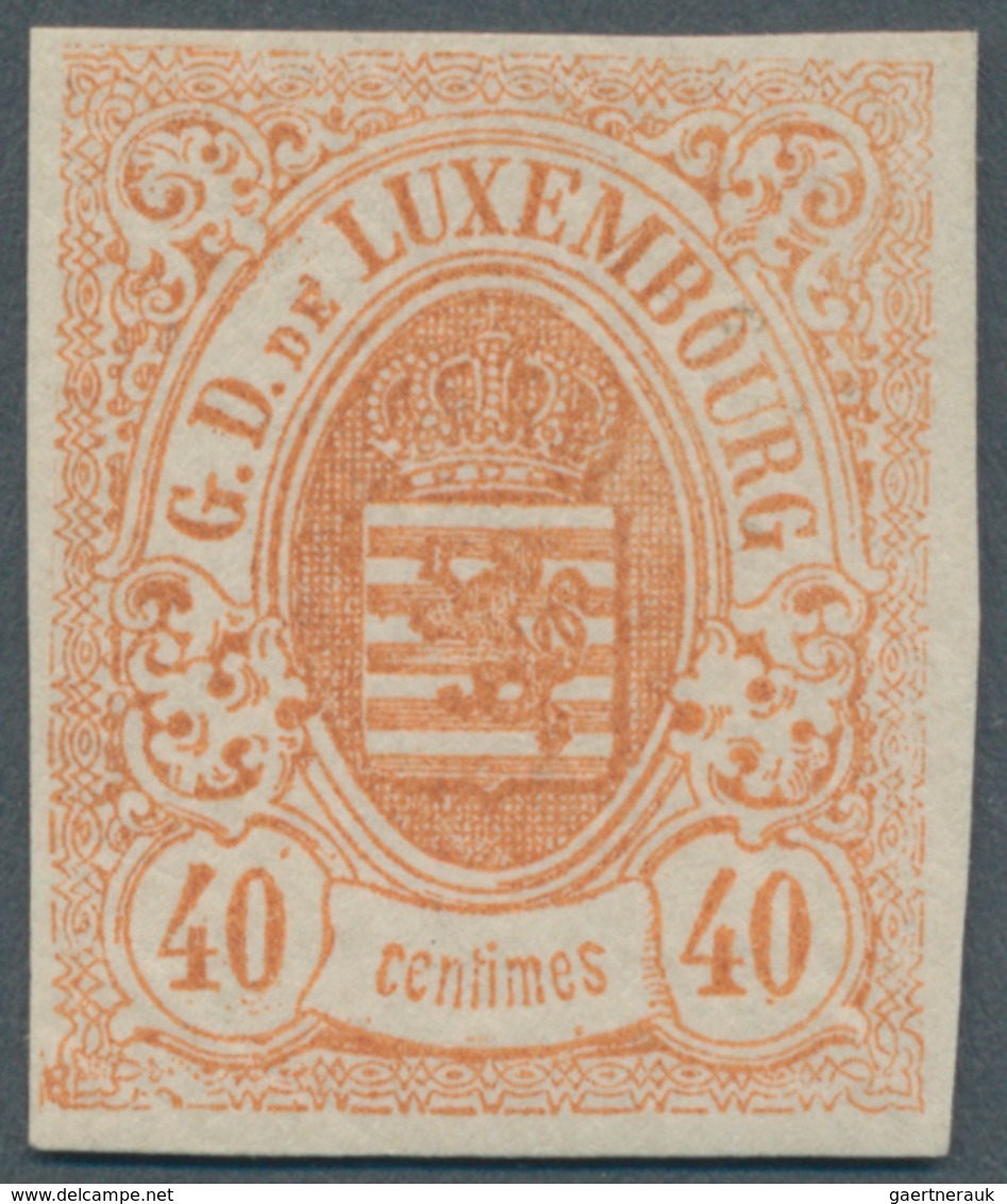 Luxemburg: 1859, 40 Cent. Coat Of Ams, Redorange, Mnh, Certificate Pascal Scheller "Neuf Avec Gomme - Andere & Zonder Classificatie
