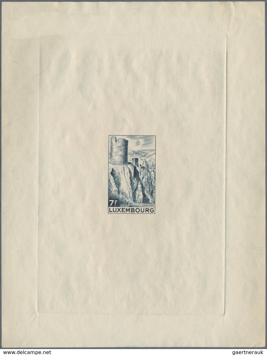 Luxemburg: 1948, Definitives "Pictorials", 7fr. "Esch Castle" Epreuve D'artiste In Slate-blue. - Andere & Zonder Classificatie