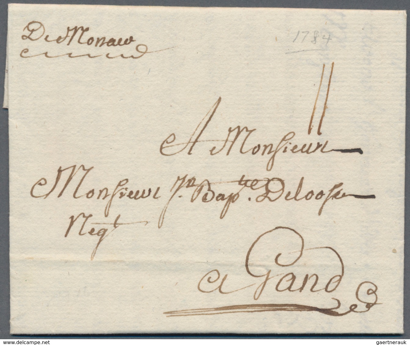 Monaco - Vorphilatelie: 1784 - Manuscript "DE MONACO" (French Post Office Before 1792) On Extremely - ...-1885 Voorlopers