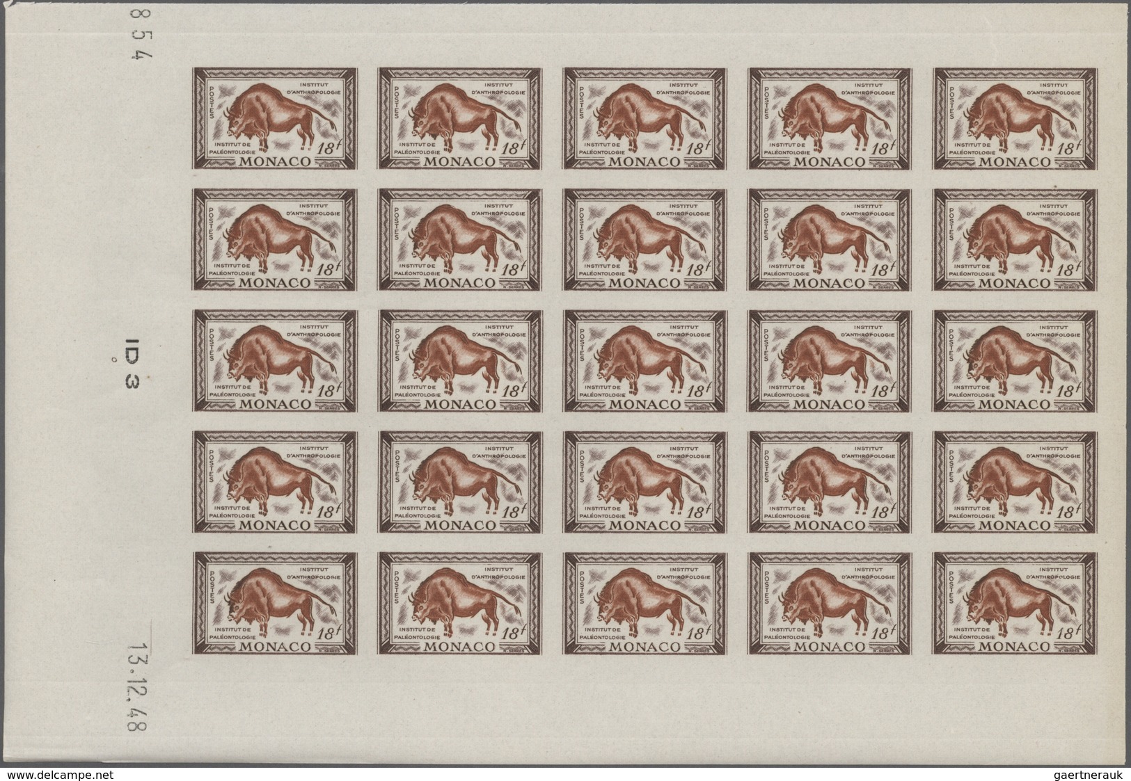 Monaco: 1949, 100th Birthday Of Prince Albert I. Complete Set Of Eight In IMPERFORATE Blocks Of 25 F - Nuovi