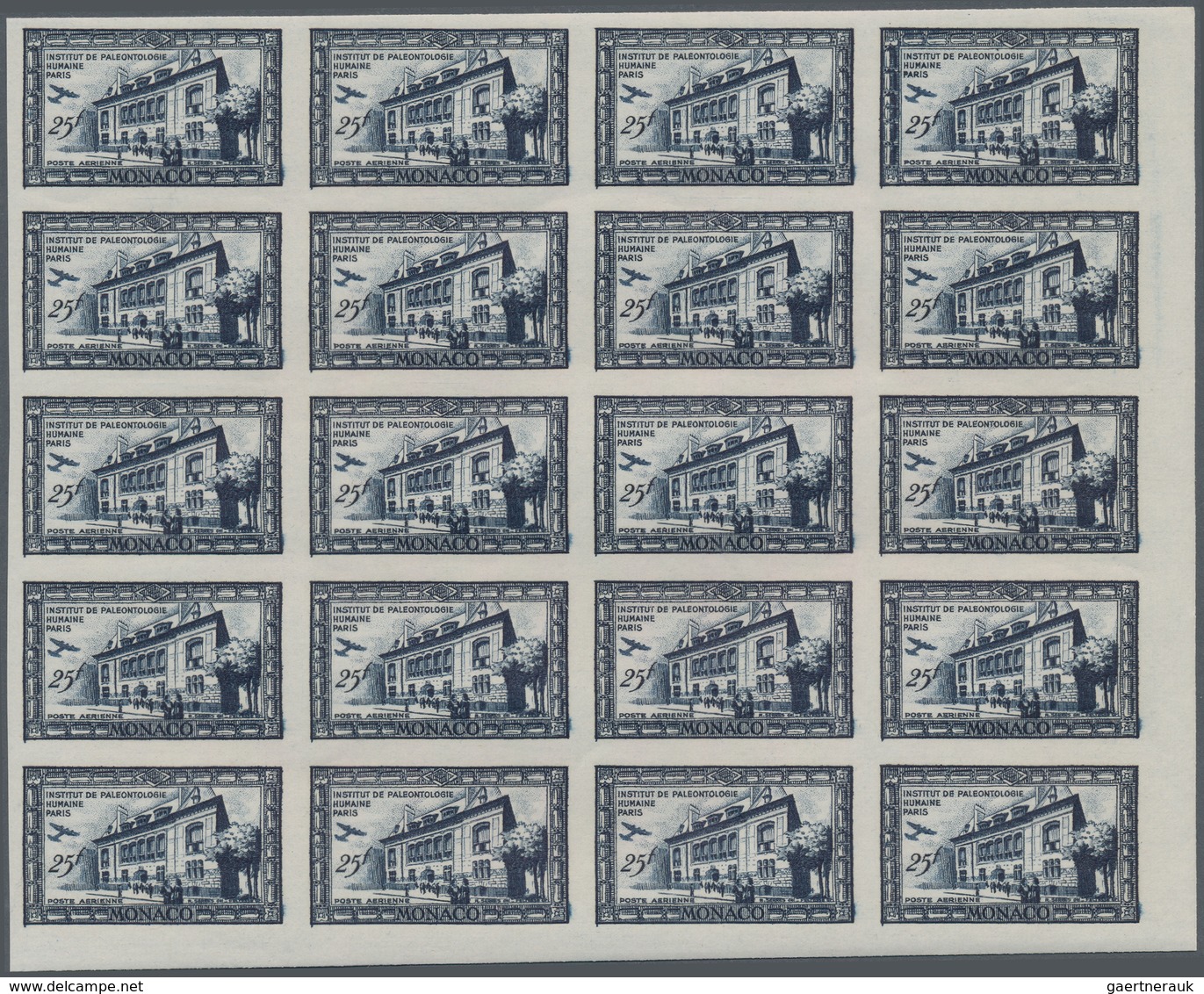 Monaco: 1949, 100th birthday of Prince Albert I. complete set of six airmail stamps in IMPERFORATE b