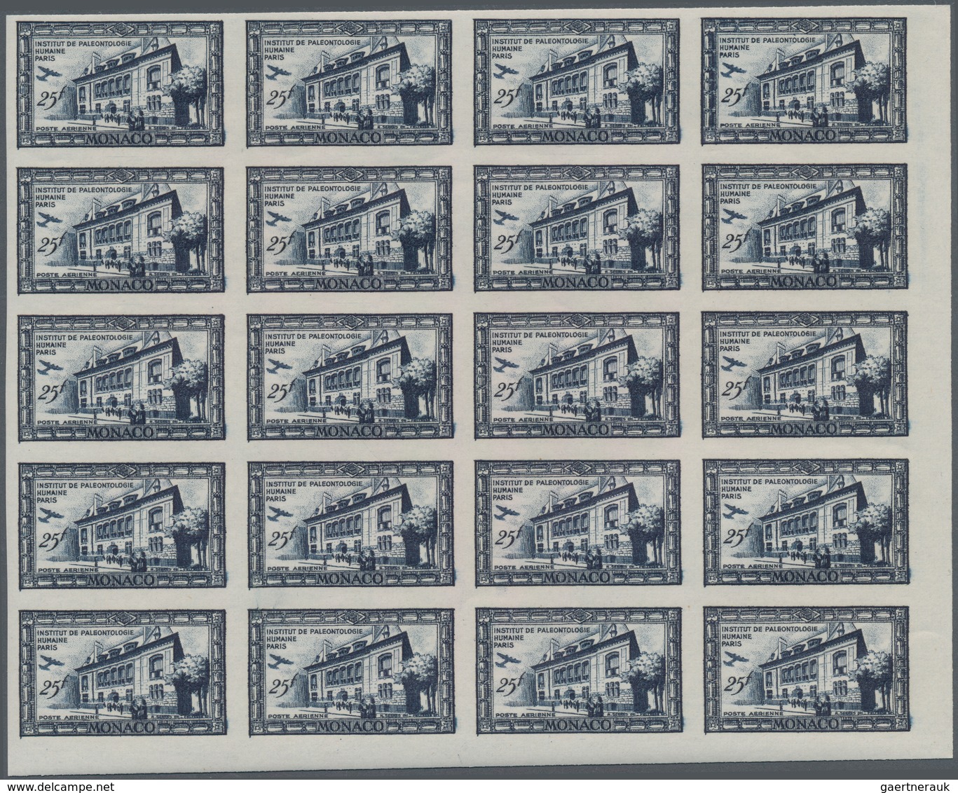 Monaco: 1949, 100th birthday of Prince Albert I. complete set of six airmail stamps in IMPERFORATE b