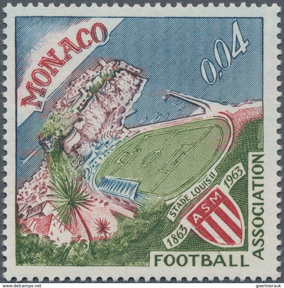 Monaco: 1963, French Champion "AS Monaco", 0.04fr. Without Surcharge, Not Issued, Unmounted Mint, Si - Unused Stamps