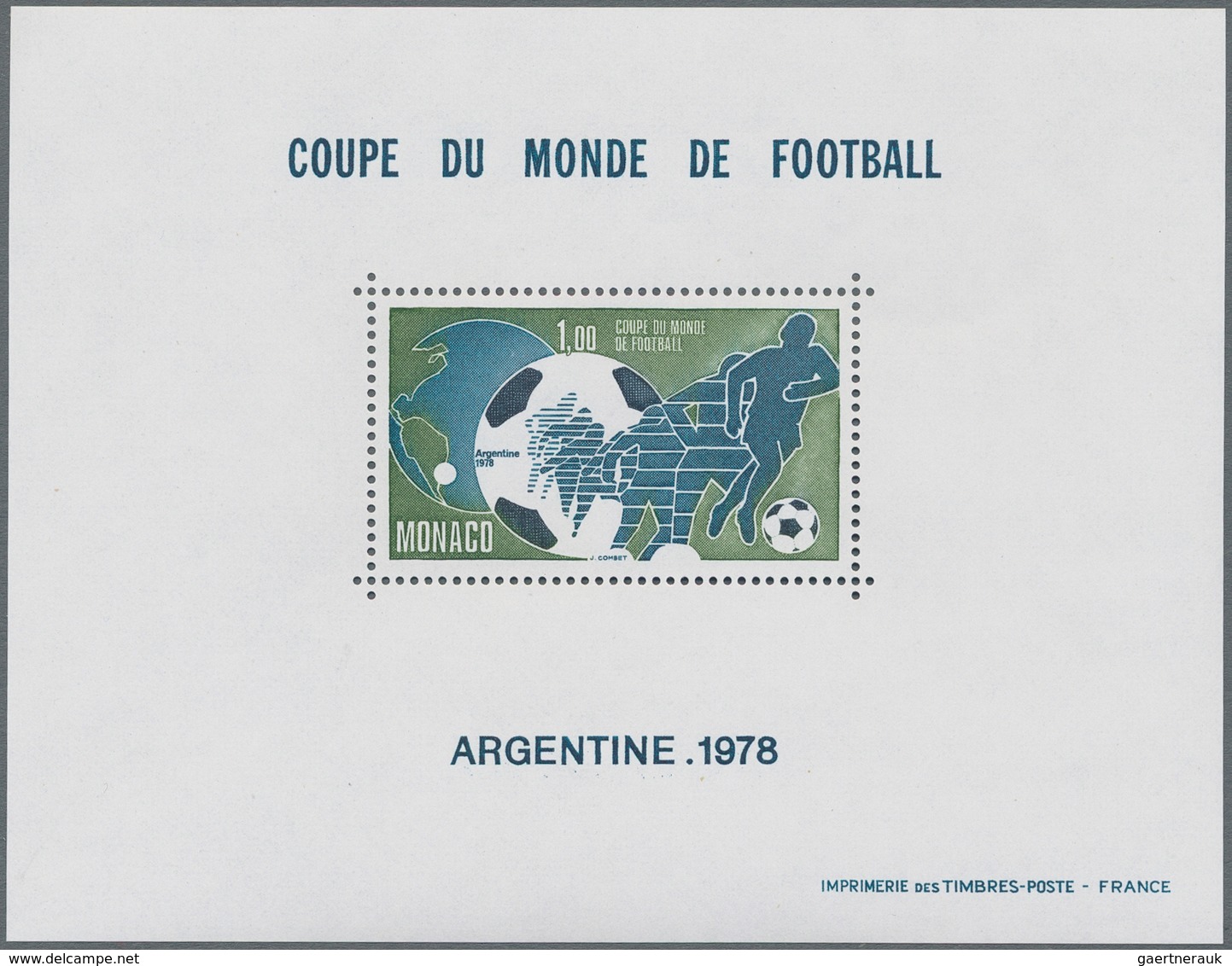 Monaco: 1978, Football World Championship Argentina Perforated Special Miniature Sheet, Mint Never H - Unused Stamps