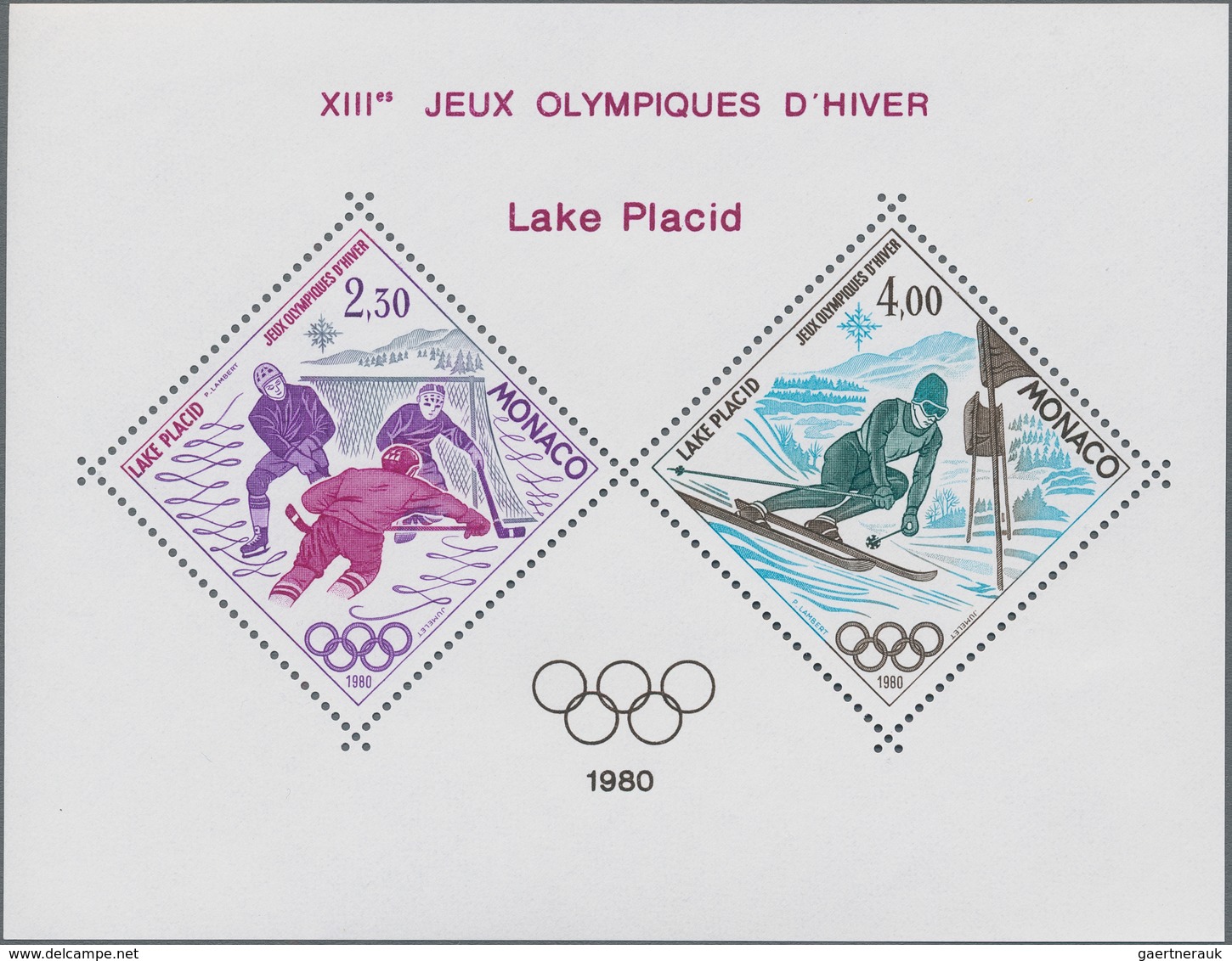 Monaco: 1980, Summer Olympics Moscow And Winter Olympics Lake Placid Set Of Two Special Miniature Sh - Ongebruikt