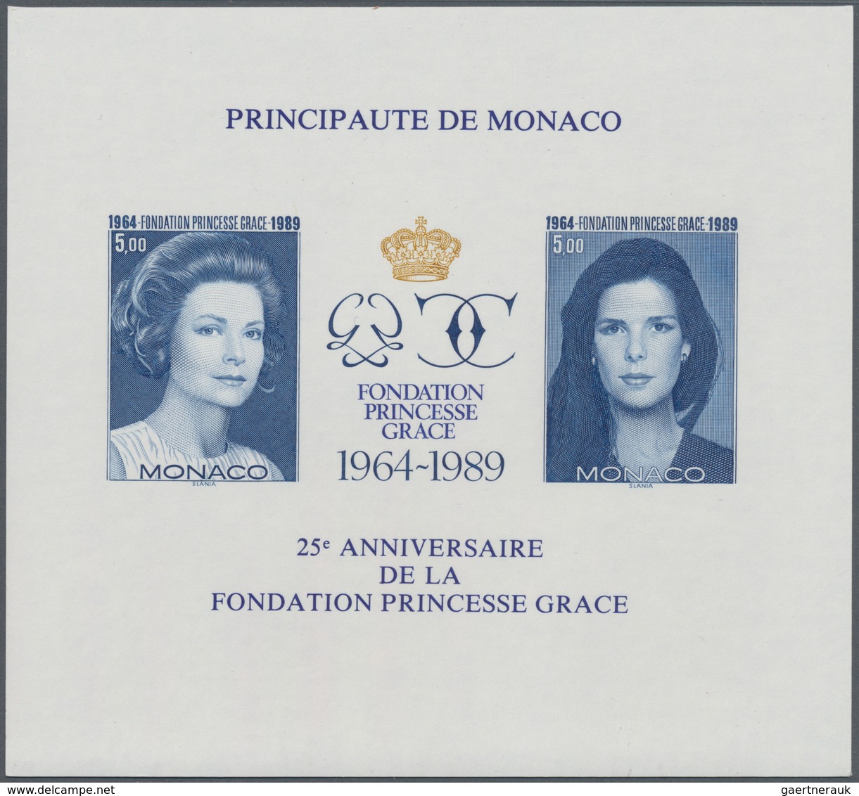 Monaco: 1989, 25 Years Of Princess-Gracia-Foundation IMPERFORATE Miniature Sheet, Mint Never Hinged - Ungebraucht