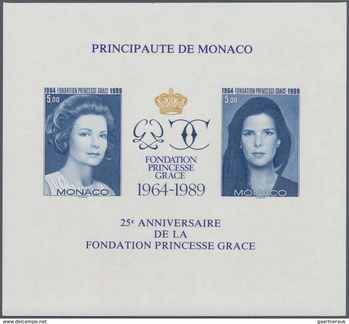 Monaco: 1989, 25 Years Of Princess-Gracia-Foundation IMPERFORATE Miniature Sheet, Mint Never Hinged - Ongebruikt
