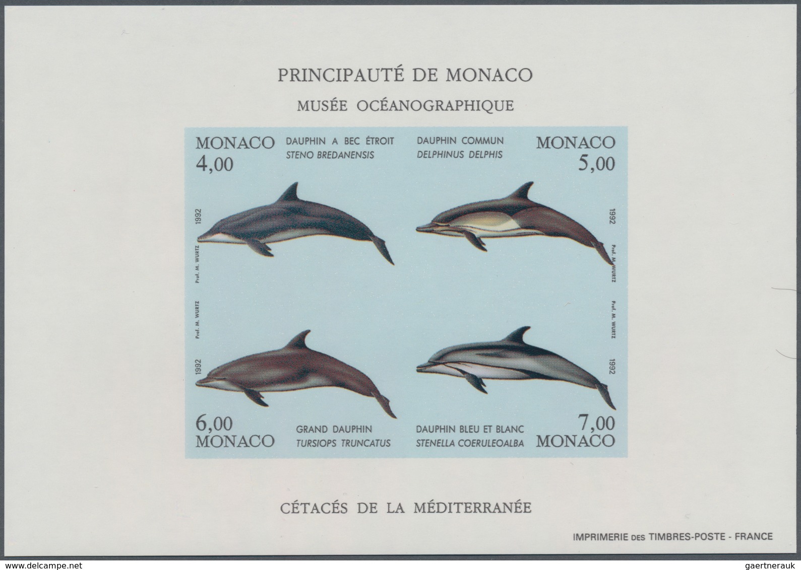 Monaco: 1992/1994, Whales And Dolphins Set Of Three Different IMPERFORATE Miniature Sheets, Mint Nev - Neufs